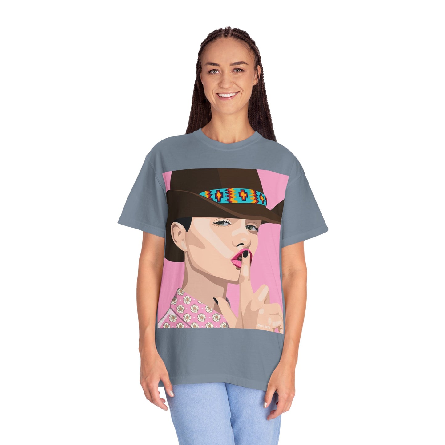 Cowgirl Pop Art T-Shirt — Pink 'Shh' Graphic Tee