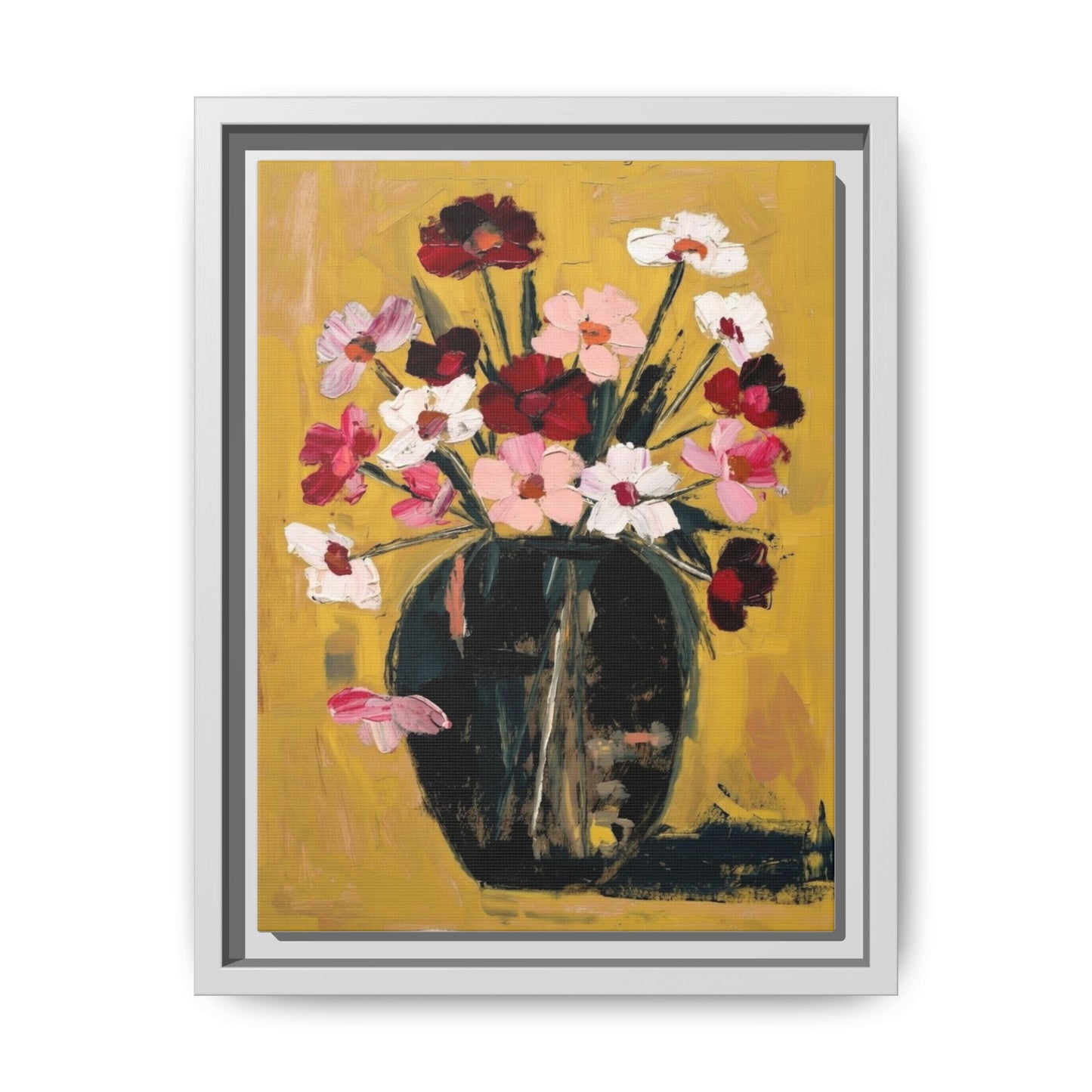 Framed Matte Canvas Floral Still Life Wall Art