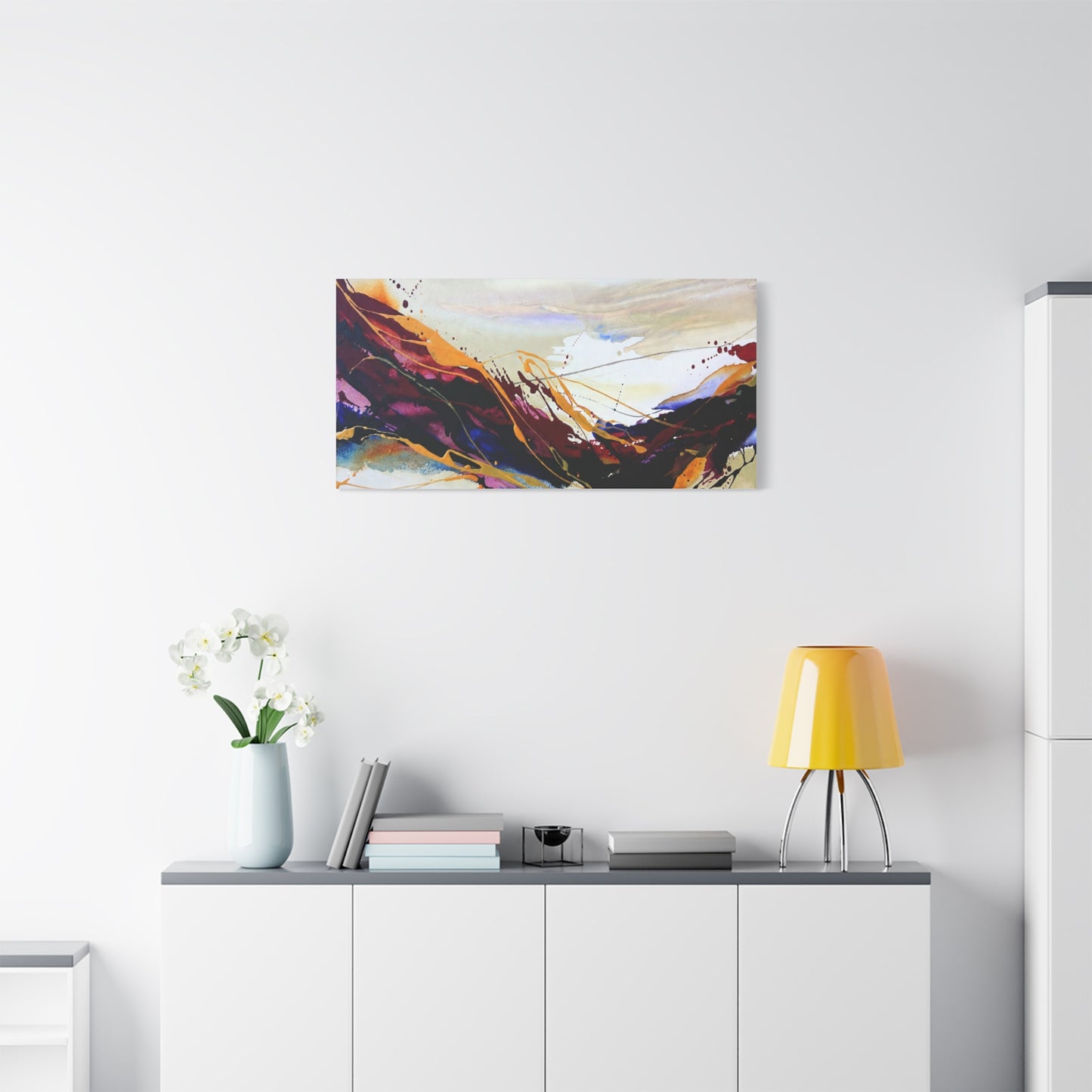 Abstract Color Flow Matte Stretched Canvas – Vibrant Modern Wall Art