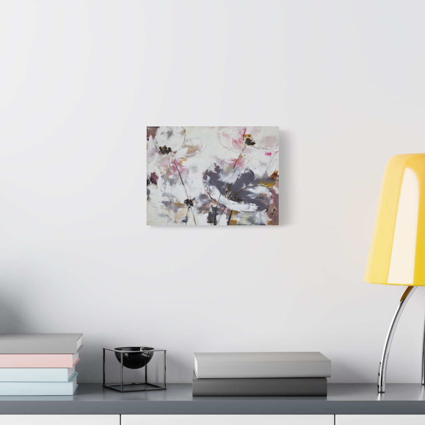 Abstract Floral Canvas Wall Art — Soft Neutral Blossoms Matte Stretched Canvas