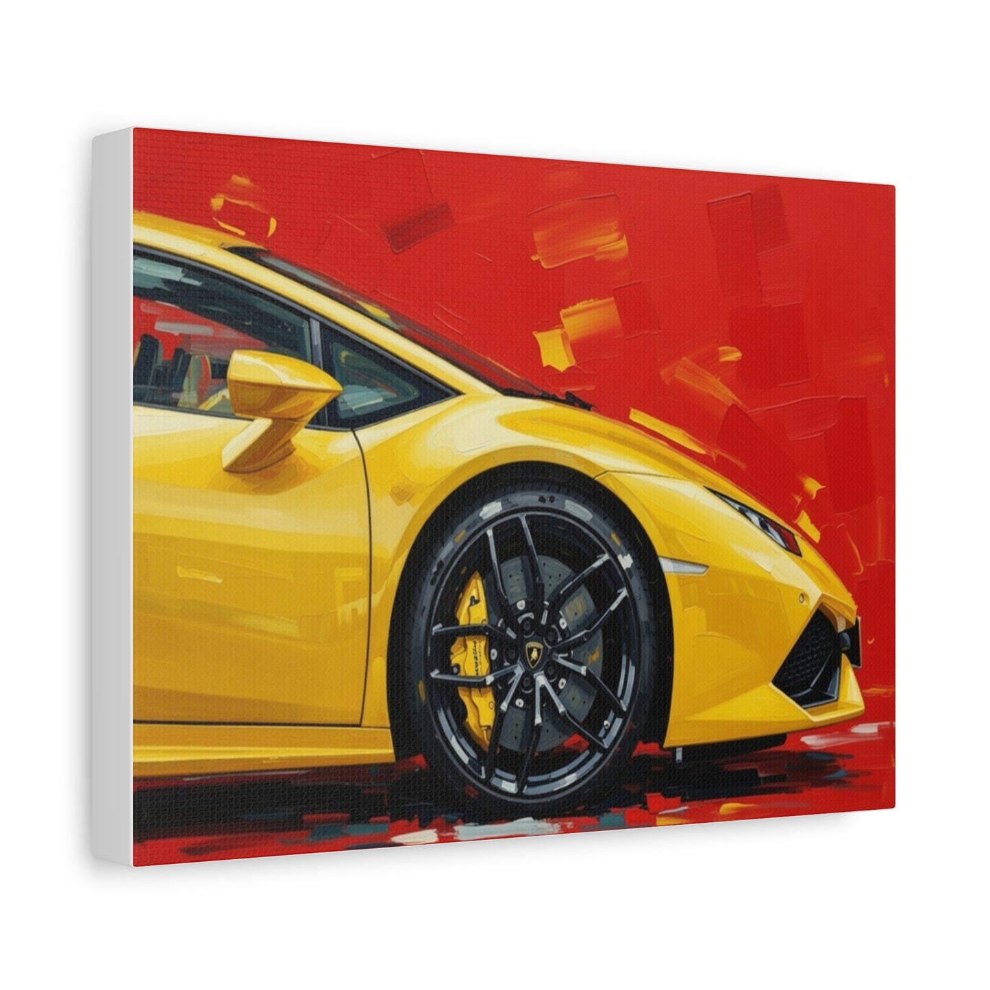 Yellow Sports Car Canvas Print - Modern Automotive Wall Art (Matte Stretched)