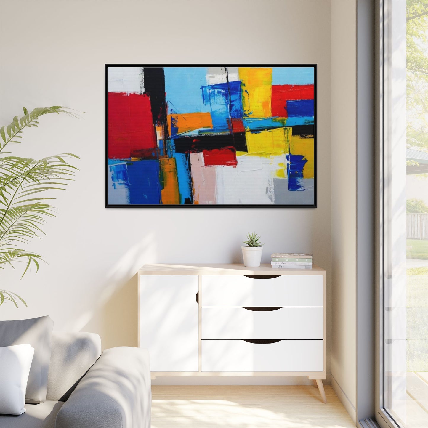 Abstract Color Block Matte Canvas Framed Wall Art