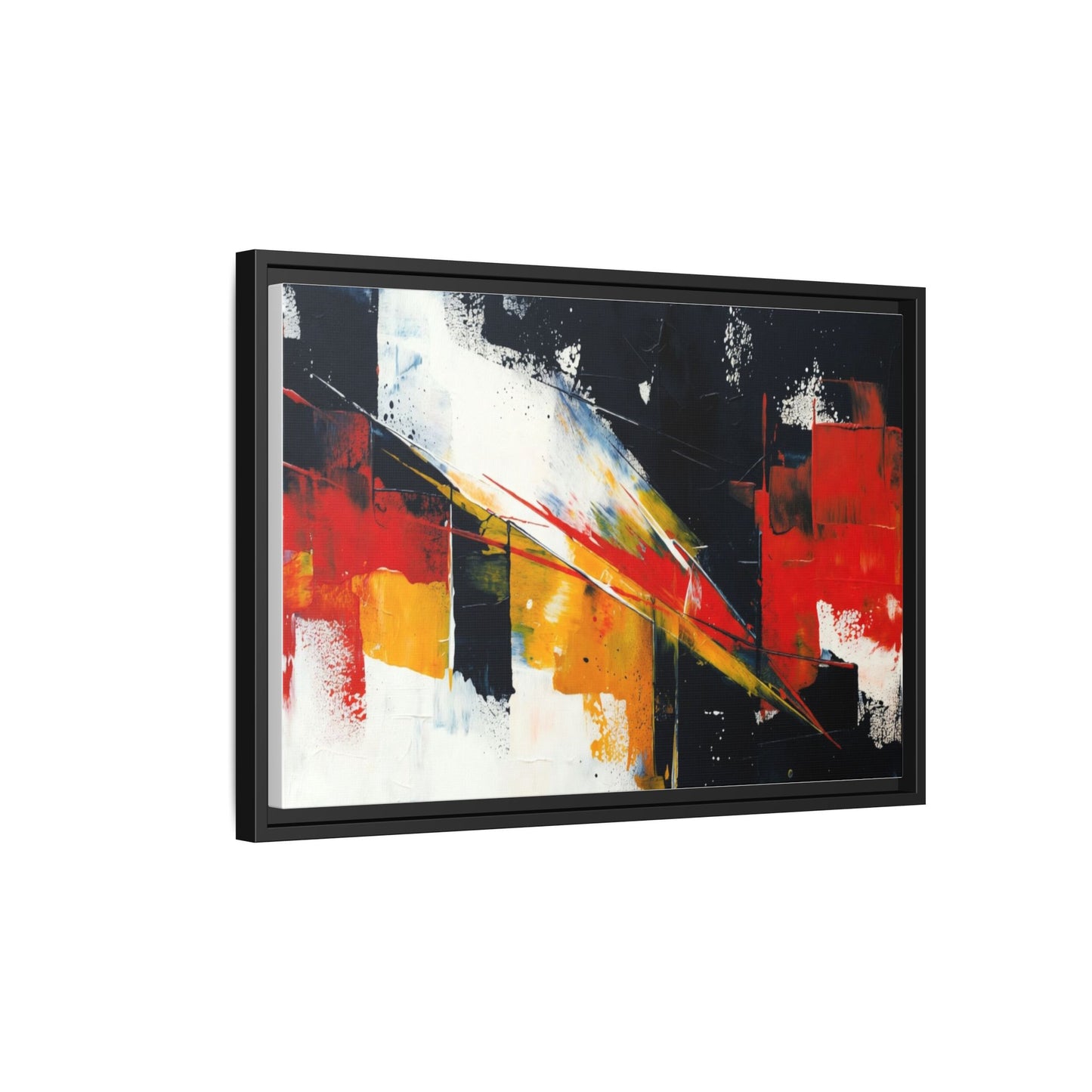 Abstract Red & Black Framed Canvas Print — Modern Geometric Wall Art