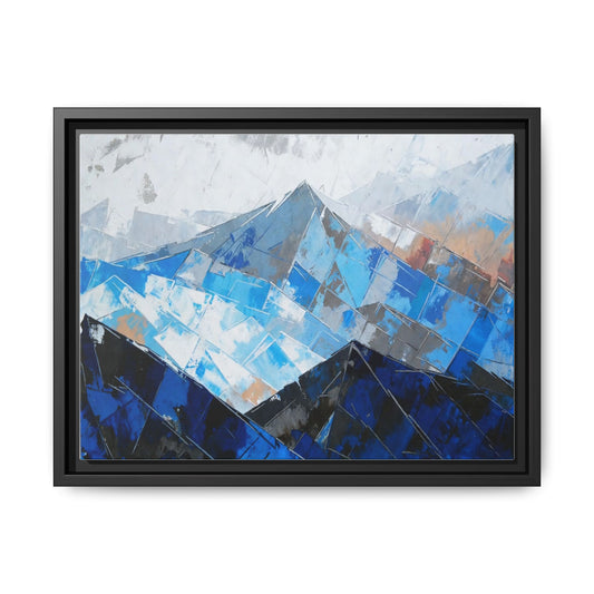 Framed Matte Canvas Blue Mountain Abstract Wall Art