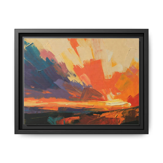 Framed Abstract Sunset Canvas Art – Multicolor Matte Wall Decor