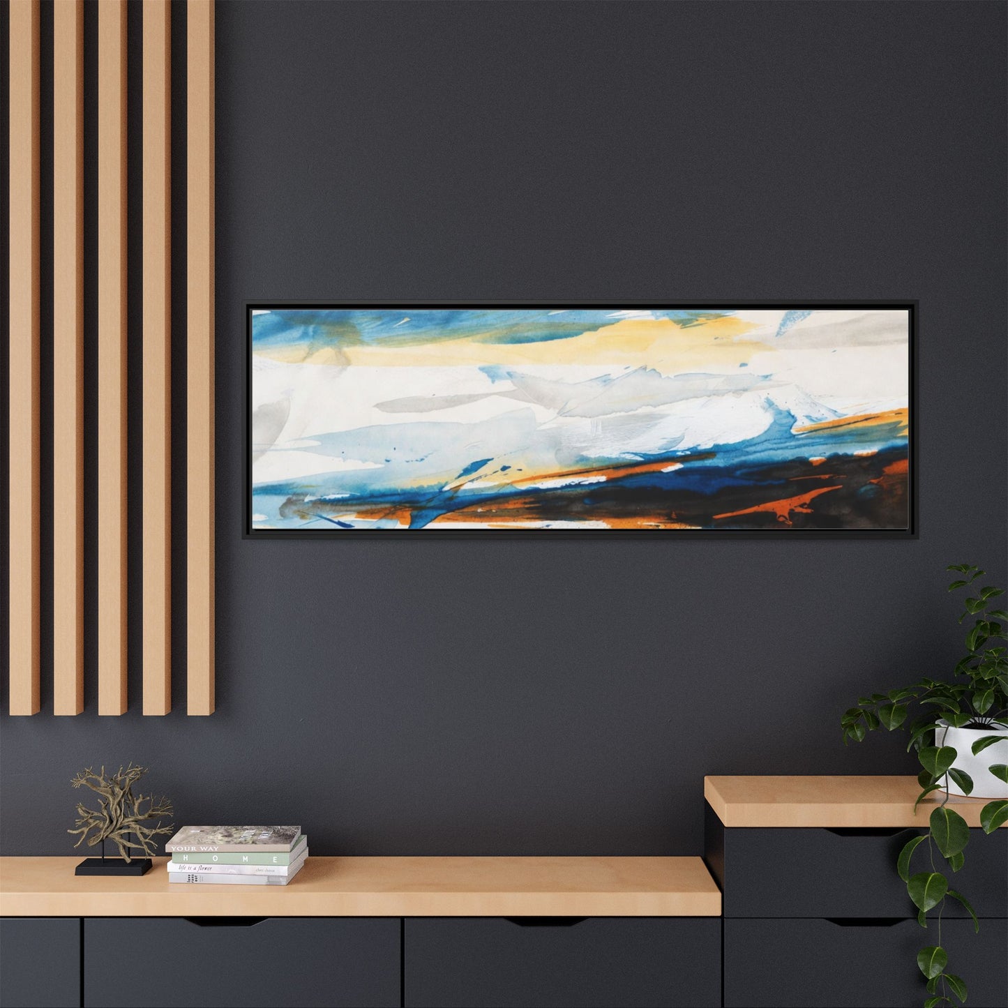 Abstract Coastal Waves Matte Canvas Framed Wall Art