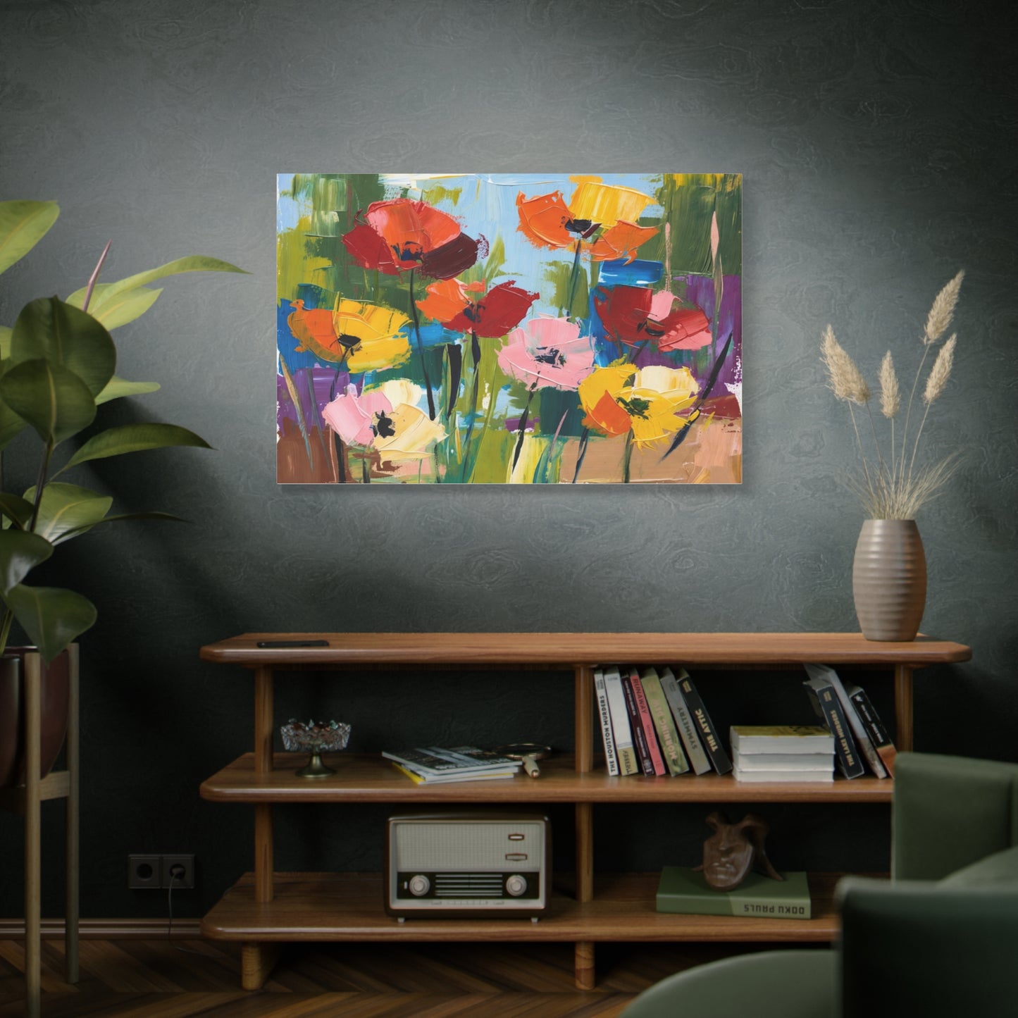 Colorful Abstract Floral Canvas Wall Art — Matte Stretched 1.25"