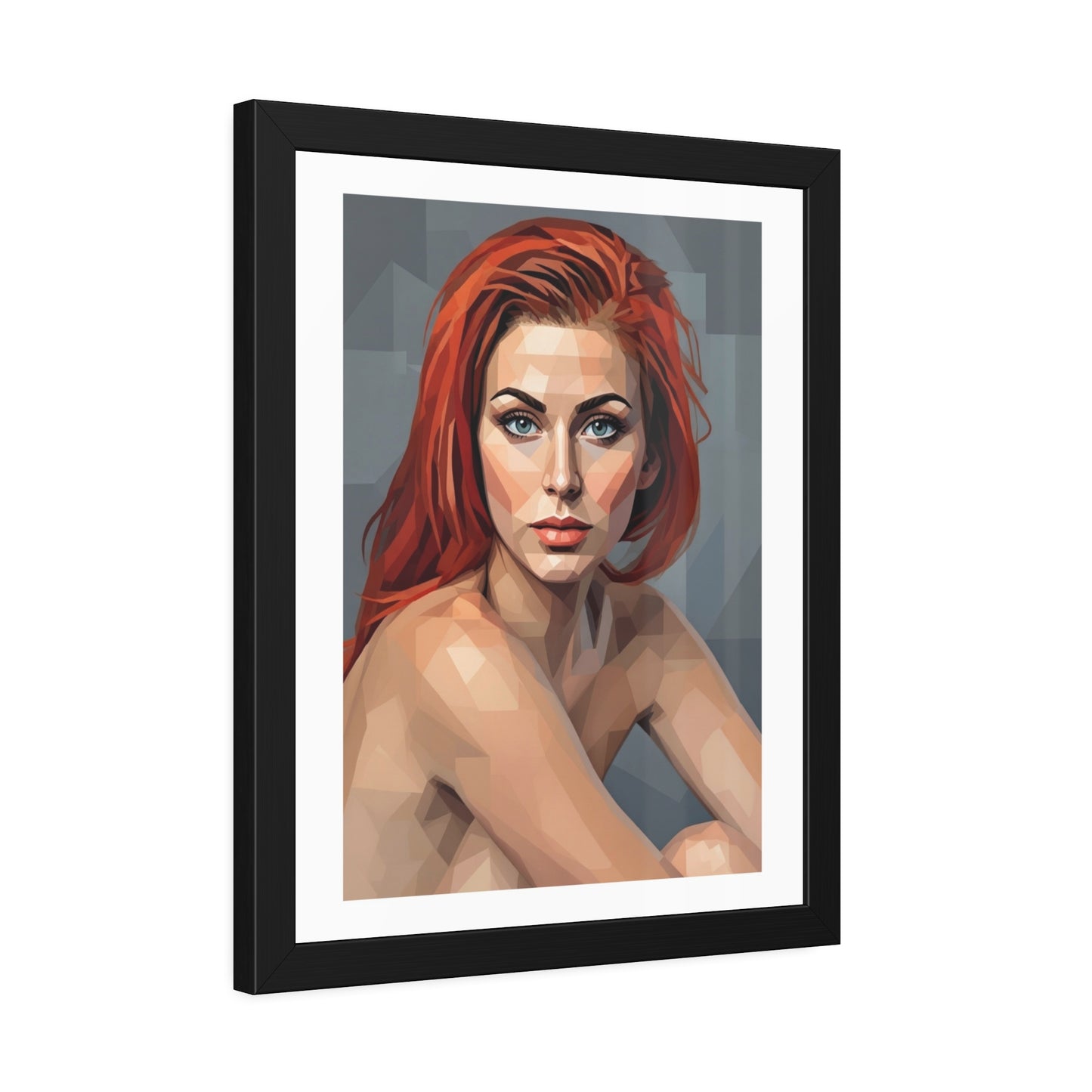 Framed Poster — Geometric Redhead Portrait Art Print