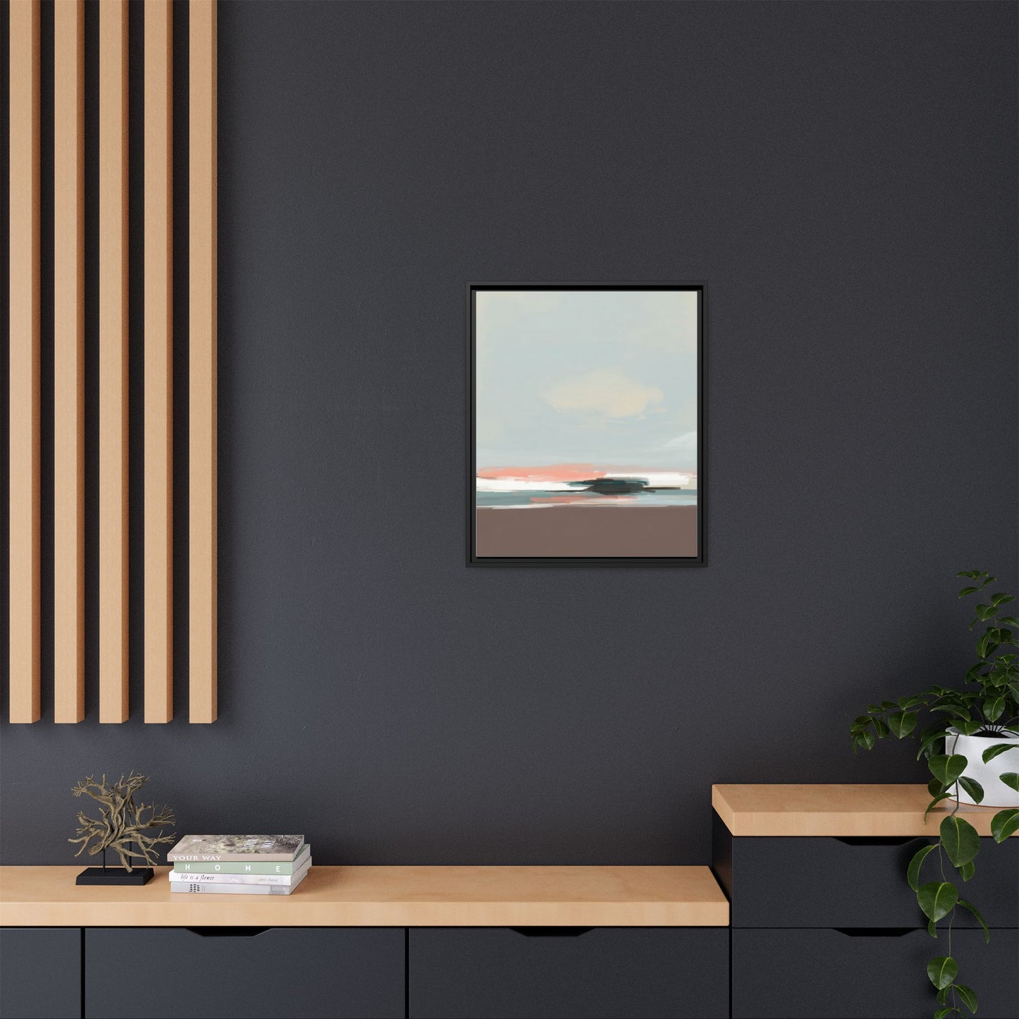 Framed Matte Canvas Print — Soft Coastal Abstract Landscape