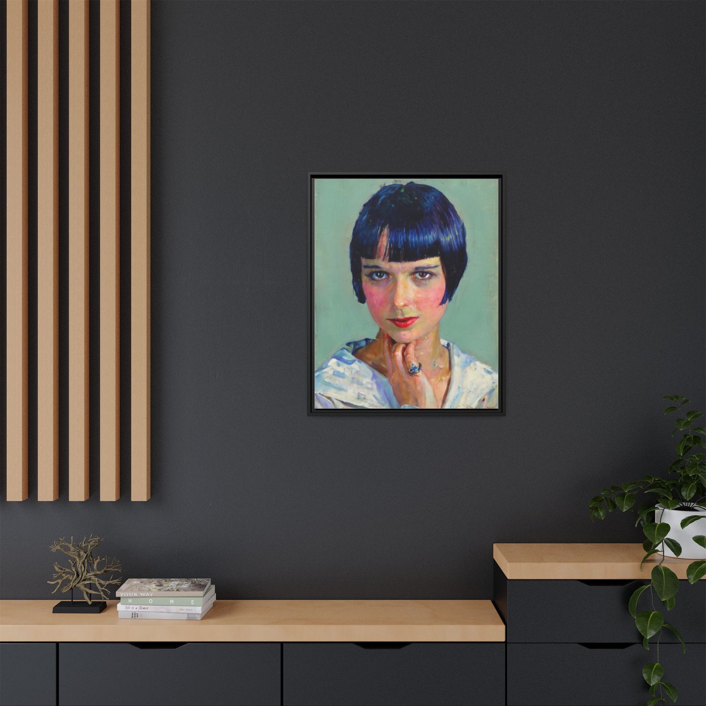 Framed Matte Canvas Portrait Print — Vintage Flapper Woman