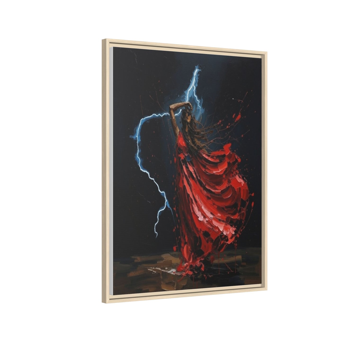 Framed Matte Canvas Print — Red Dancer Lightning Art