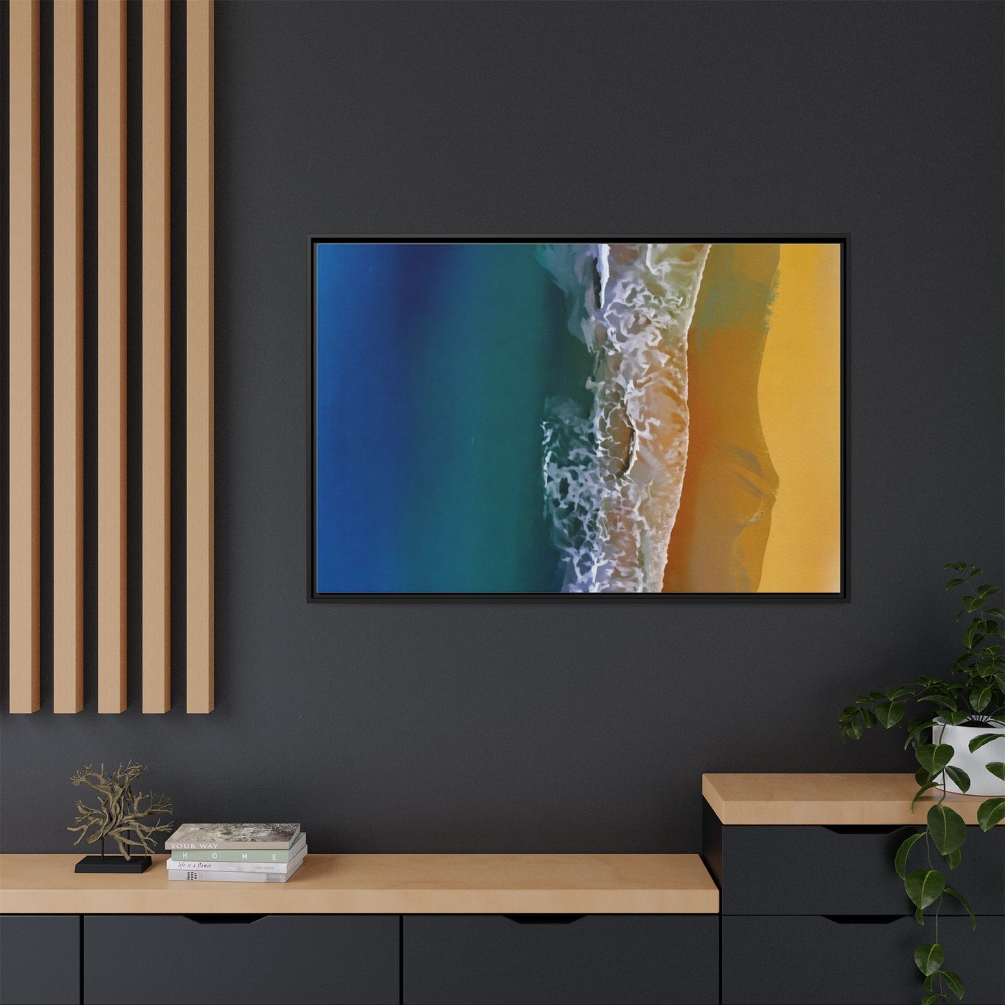 Framed Matte Canvas Seascape Print – Coastal Waves Wall Art