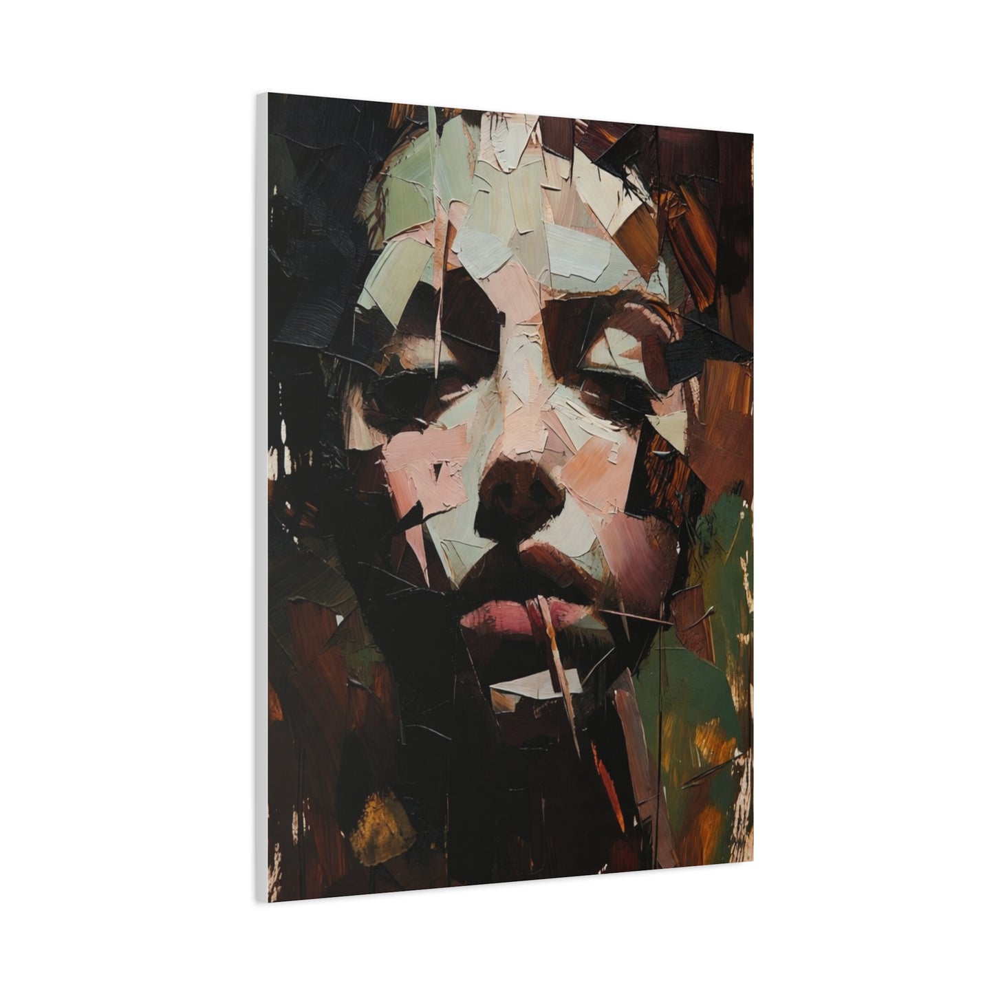 Abstract Portrait Matte Stretched Canvas (1.25") — Contemporary Textured Face Art