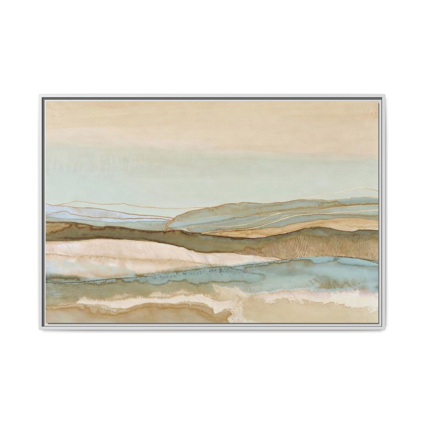 Framed Matte Canvas Coastal Abstract Landscape Wall Art