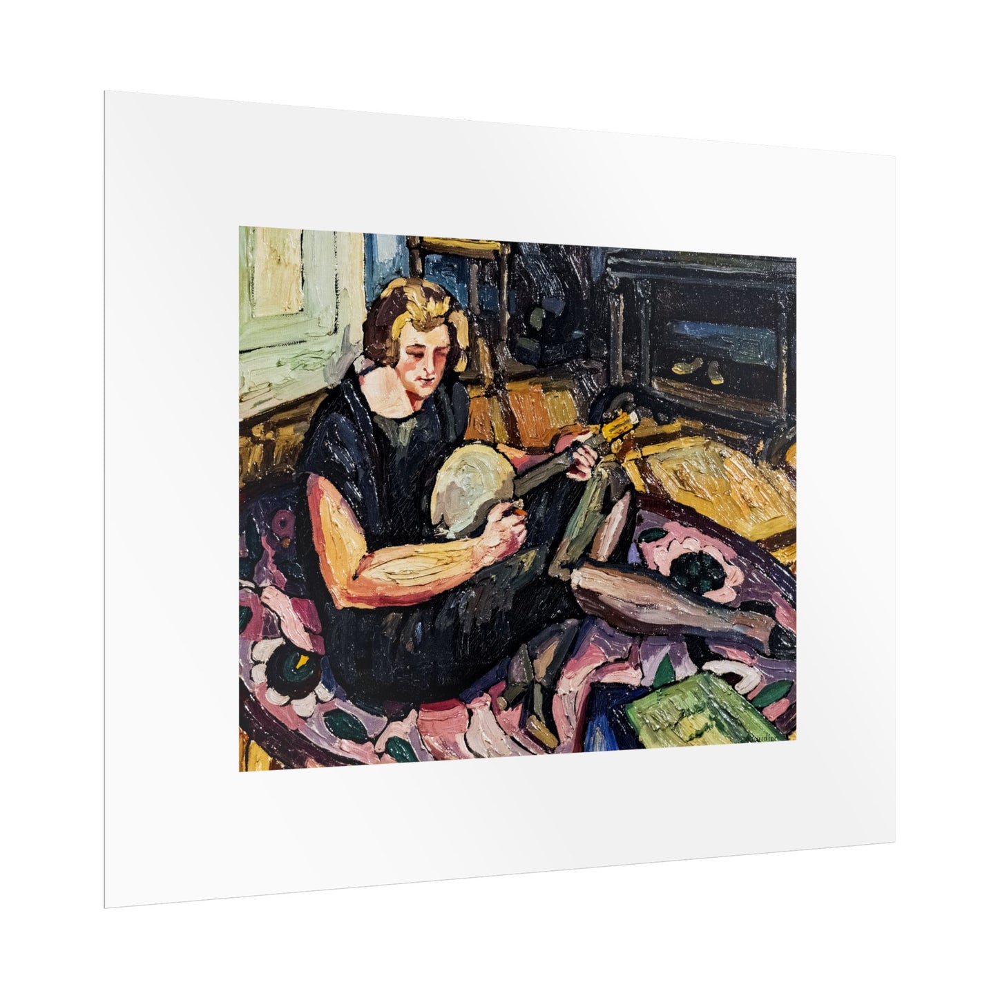 Luce au banjo dans le salon à Rabastens by Georges Gaudion Wall Art Print
