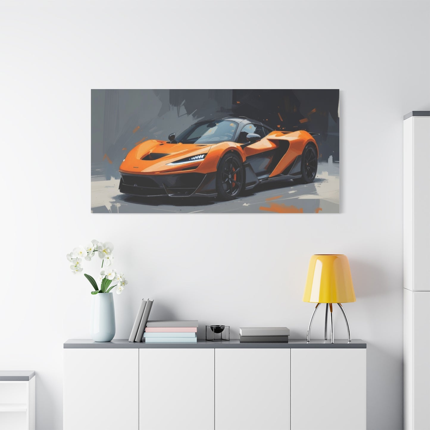 Orange Supercar Matte Canvas Wall Art – Stretched 1.25" Sports Car Print