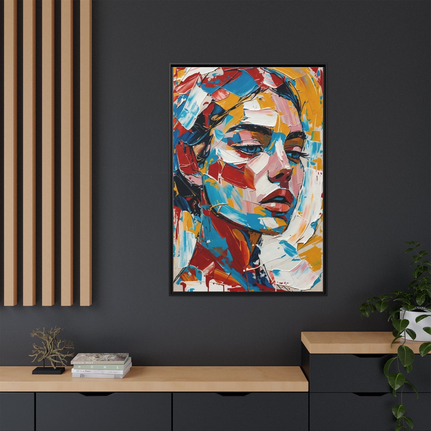 Colorful Abstract Portrait Framed Canvas Print