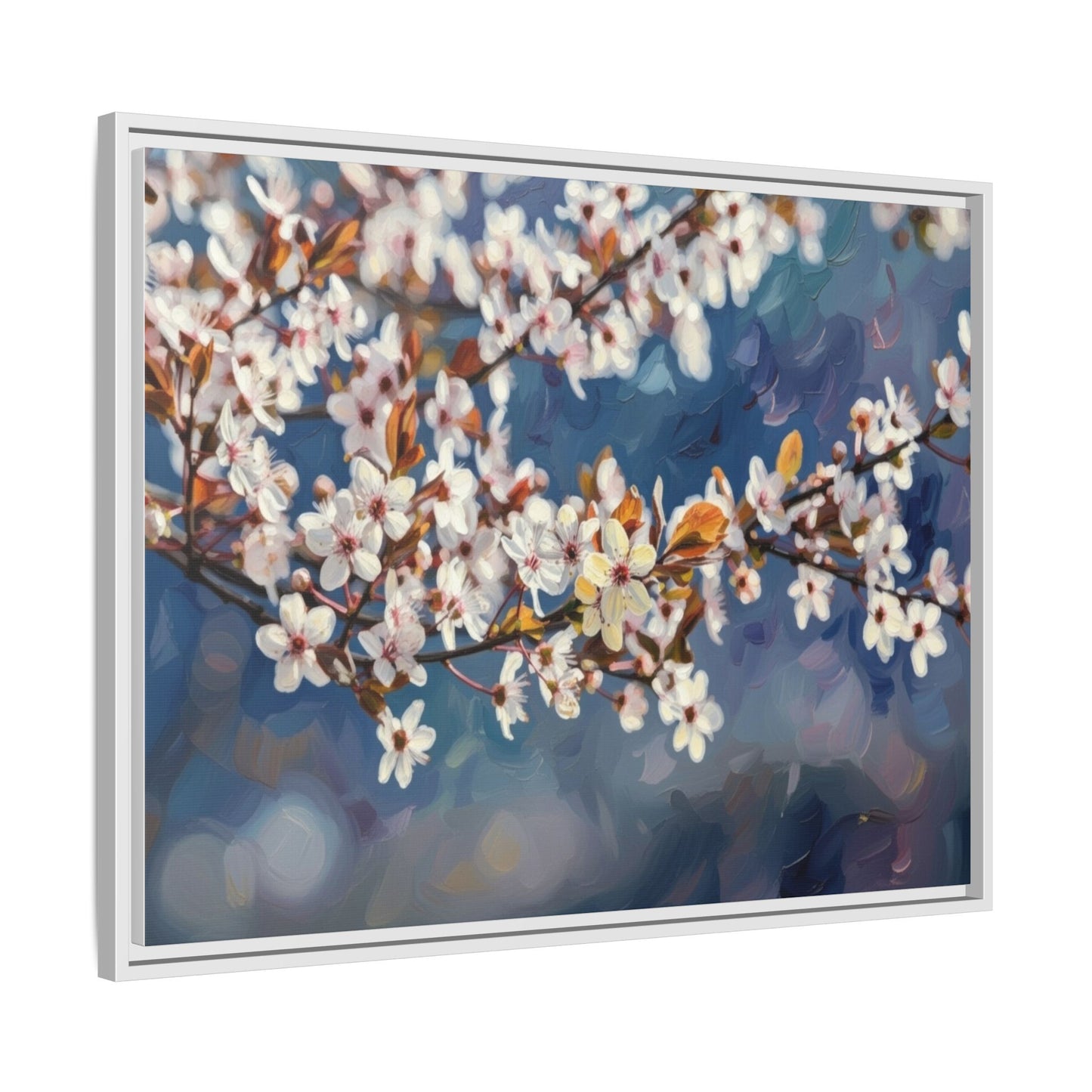 Framed Matte Canvas Print — Cherry Blossom Branch Wall Art
