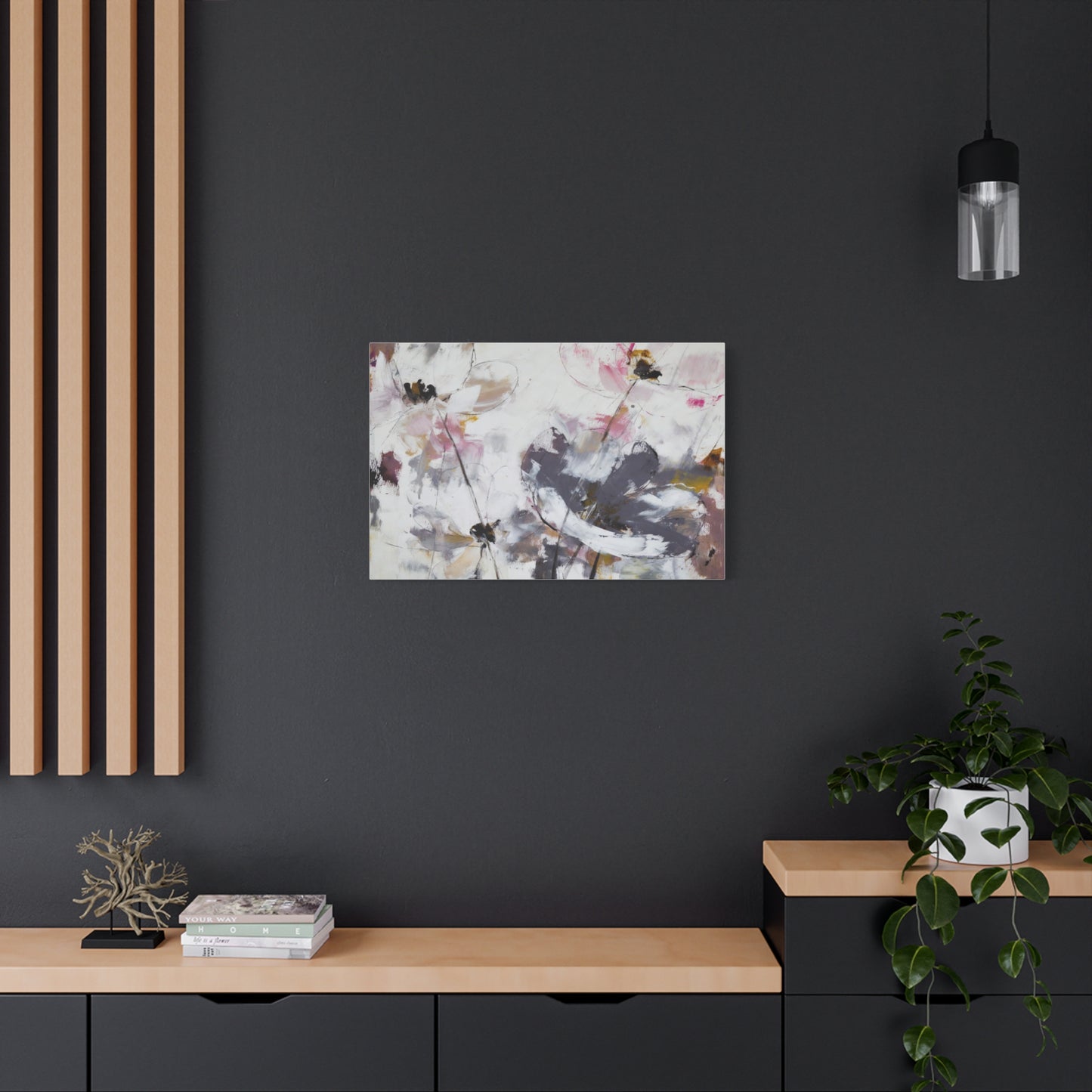 Abstract Floral Canvas Wall Art — Soft Neutral Blossoms Matte Stretched Canvas