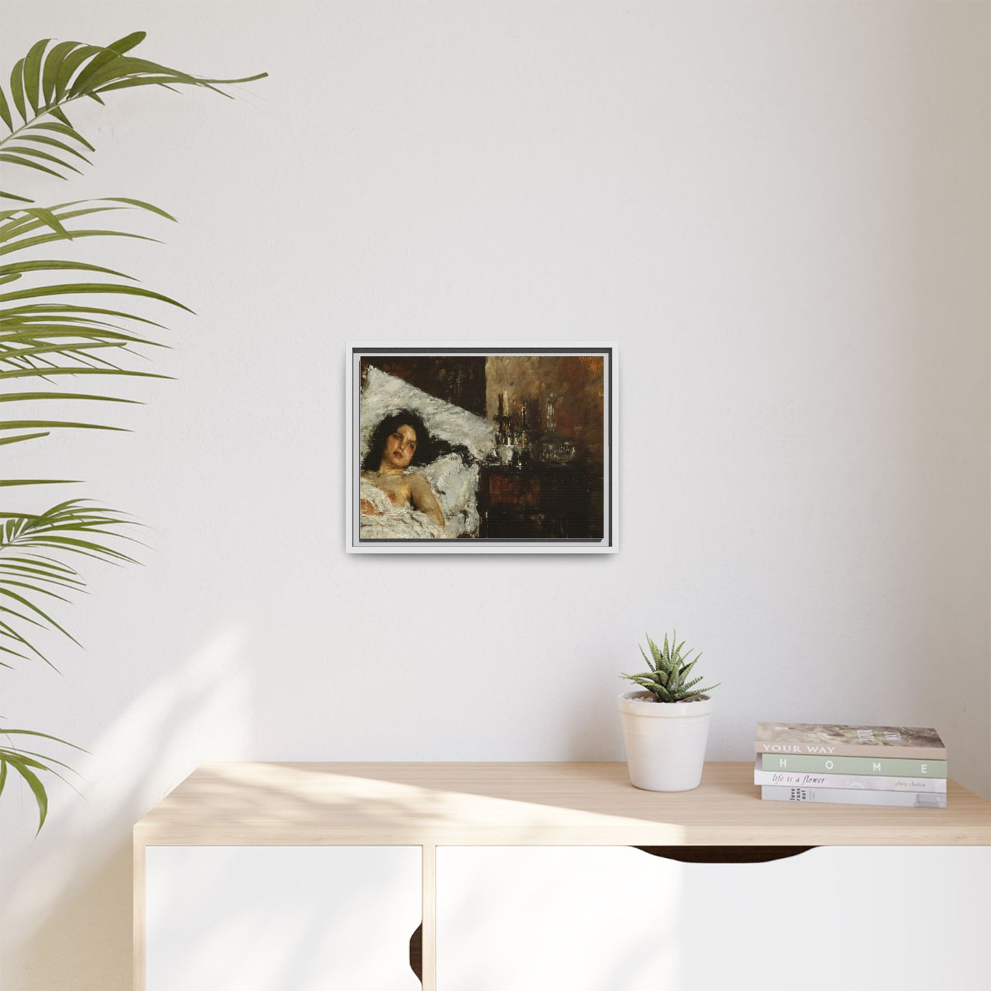Resting by Antonio Mancini Framed Matte Canvas Wall Art Print