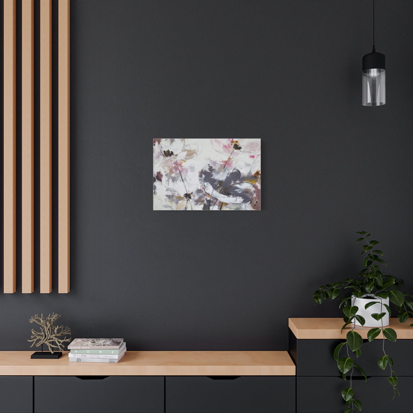Abstract Floral Canvas Wall Art — Soft Neutral Blossoms Matte Stretched Canvas