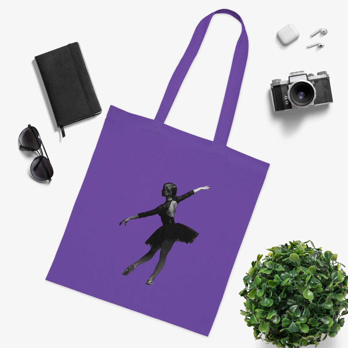 Ballet Silhouette Cotton Tote — Dancer Tote Bag for Ballet Lovers