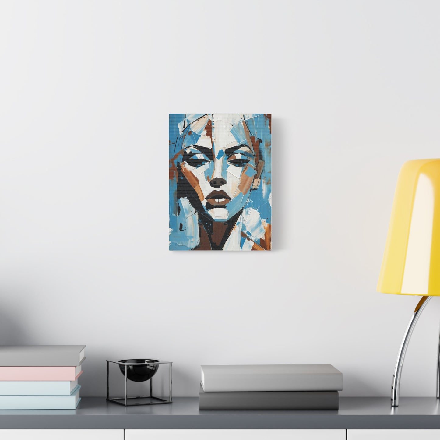 Abstract Blue Portrait Canvas Print — Modern Stretched Matte Wall Art
