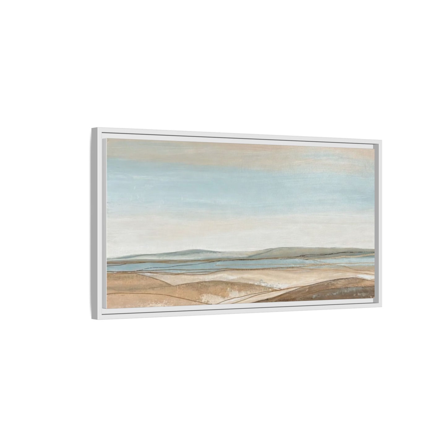 Framed Abstract Landscape Matte Canvas — Serene Coastal Horizon Wall Art