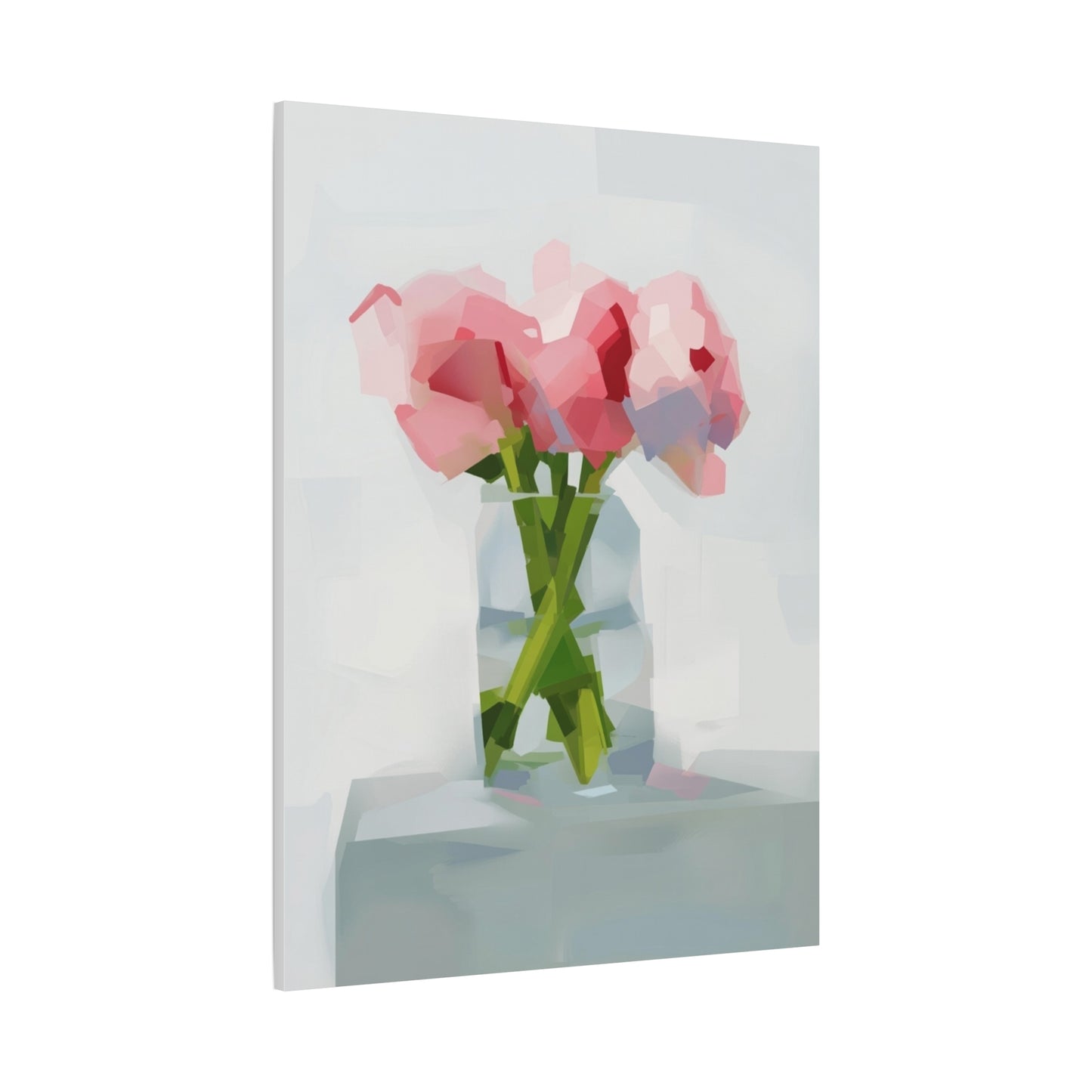 Pink Peonies Vase Canvas Art — Stretched Matte Wall Decor
