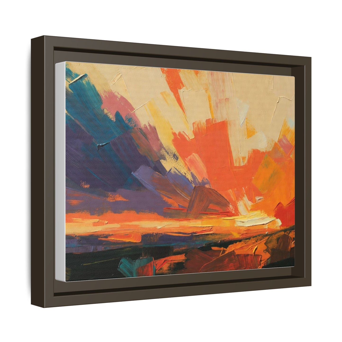 Framed Abstract Sunset Canvas Art – Multicolor Matte Wall Decor