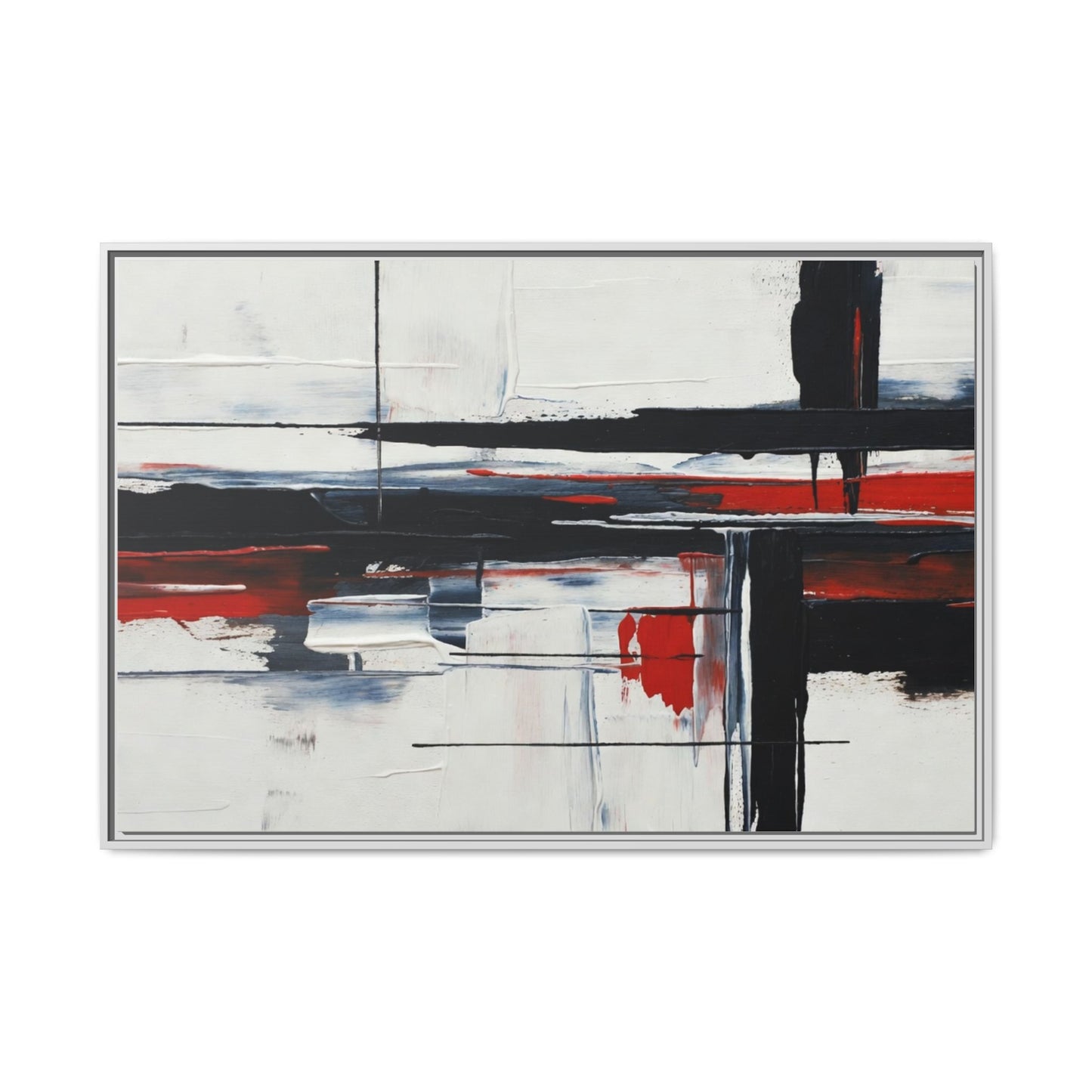 Abstract Red & Black Framed Canvas Art — Modern Matte Wall Painting