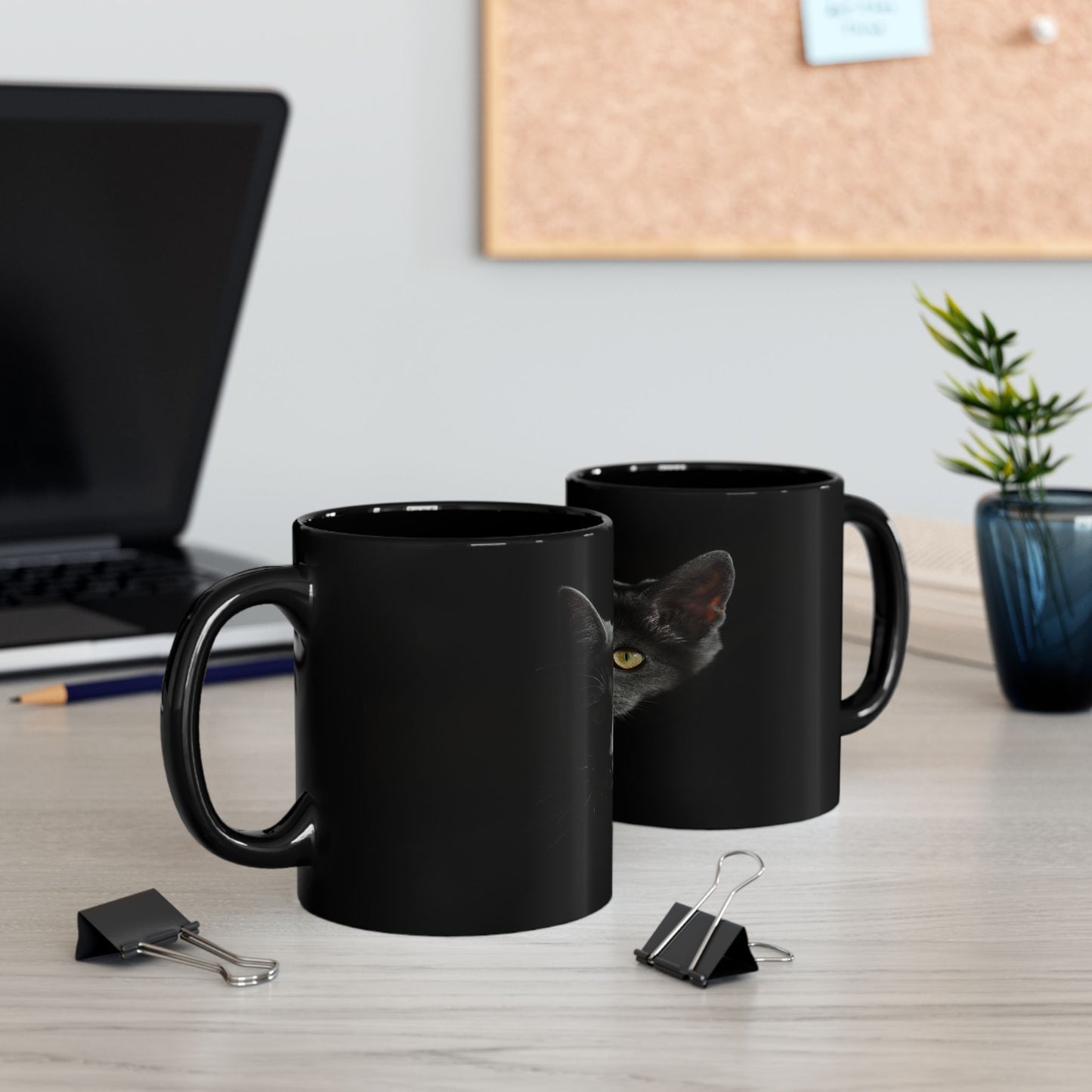 Black Cat Portrait Mug — Gothic Coffee Cup for Cat Lovers (11oz/15oz)