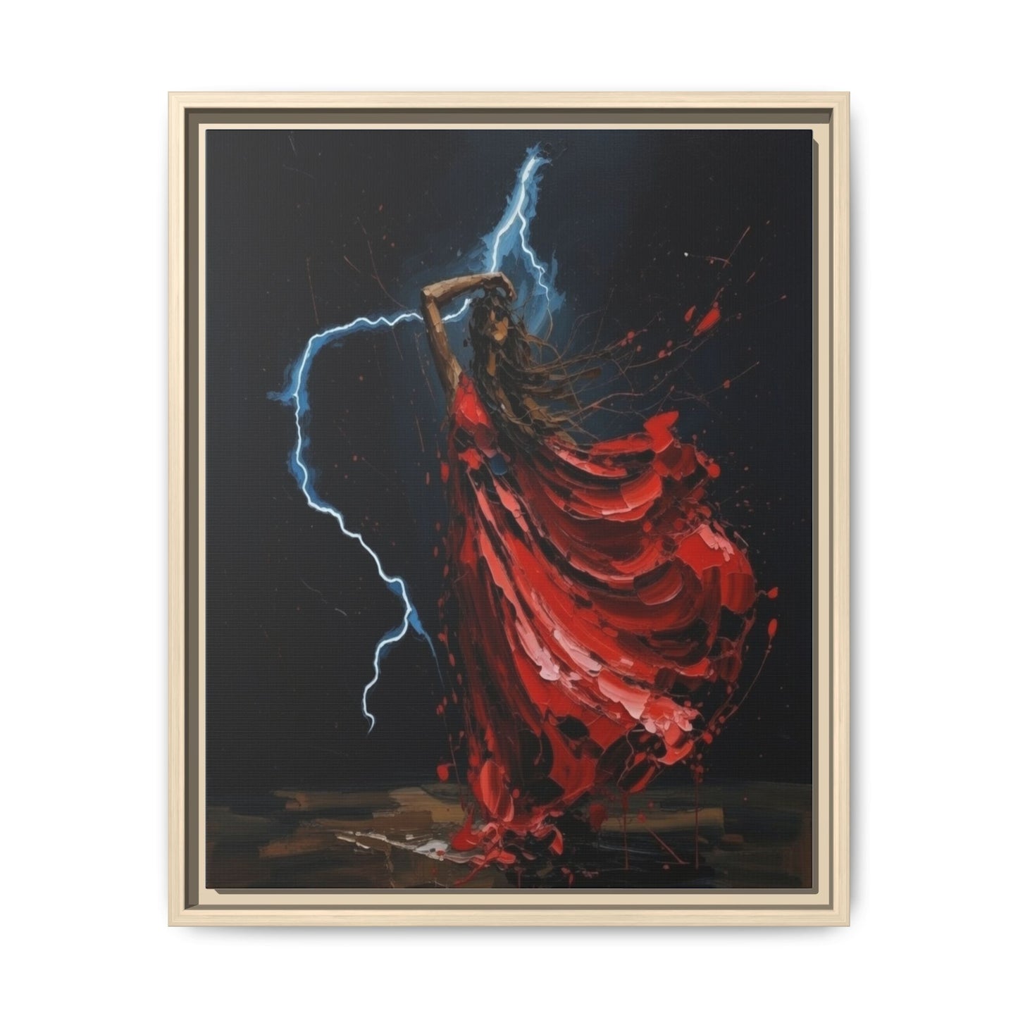 Framed Matte Canvas Print — Red Dancer Lightning Art