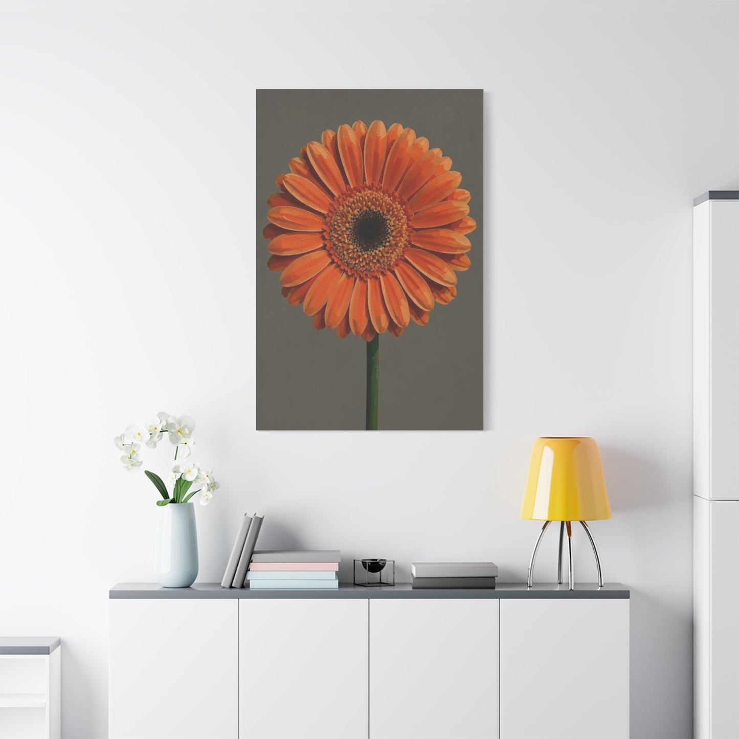 Orange Gerbera Flower Matte Canvas Print — Stretched Wall Art