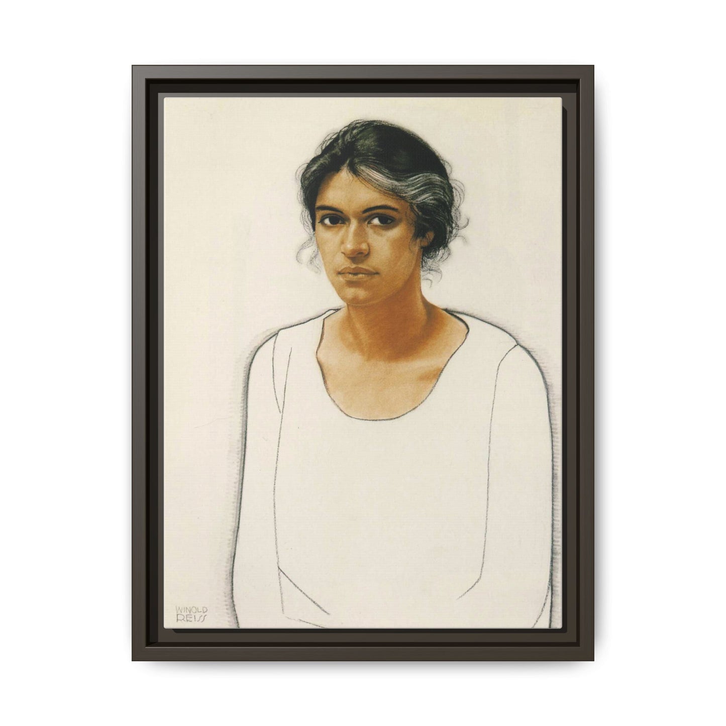 Portrait of a Woman by Winold Reiss Framed Matte Canvas Portrait Print