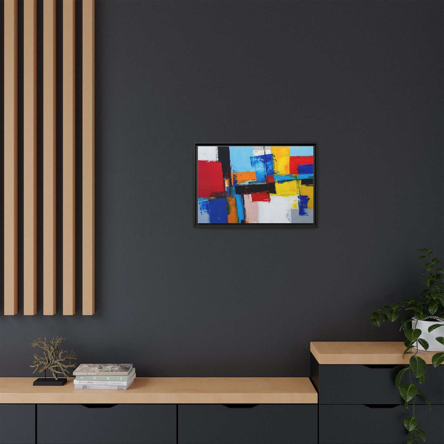 Abstract Color Block Matte Canvas Framed Wall Art