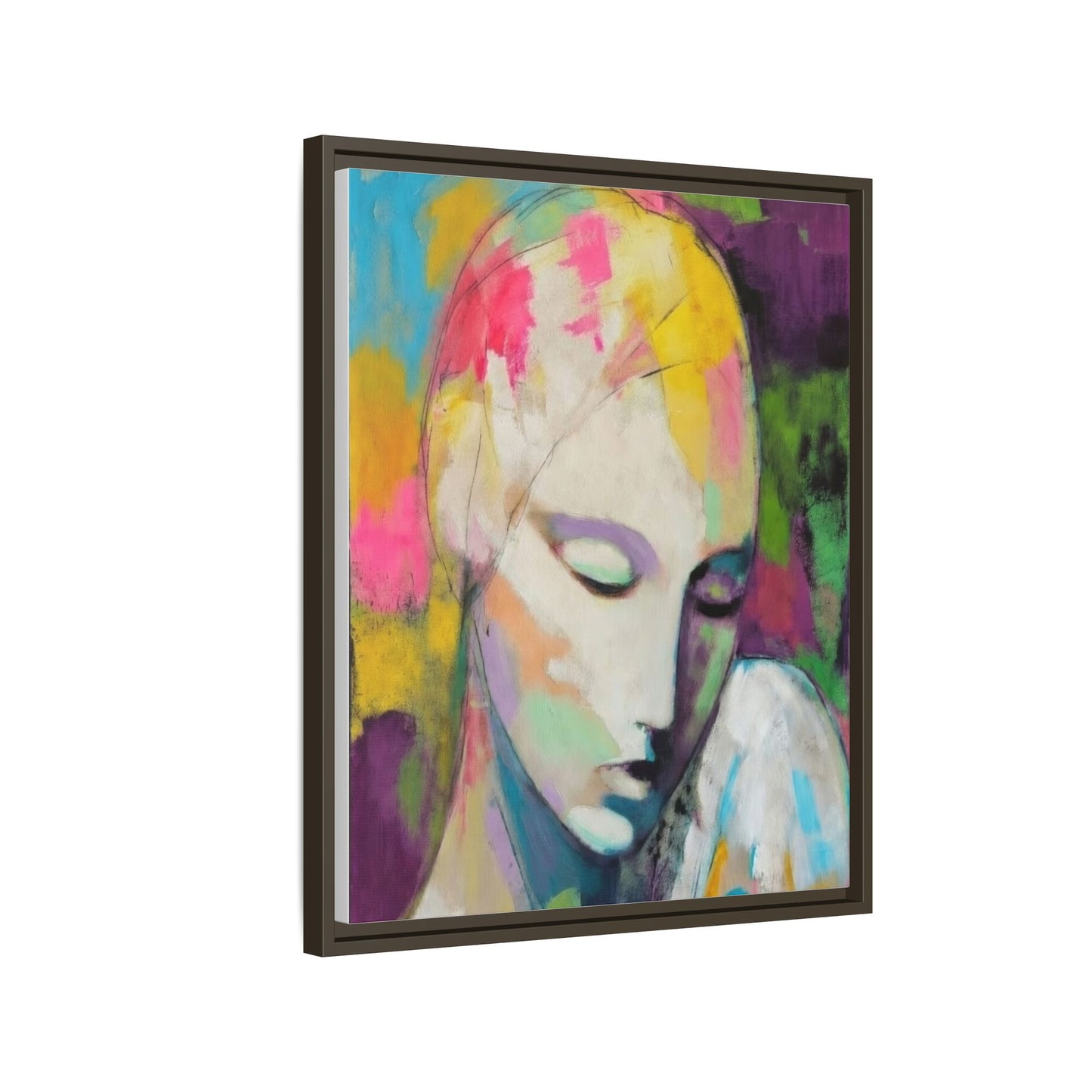 Framed Matte Canvas Art - Colorful Abstract Portrait