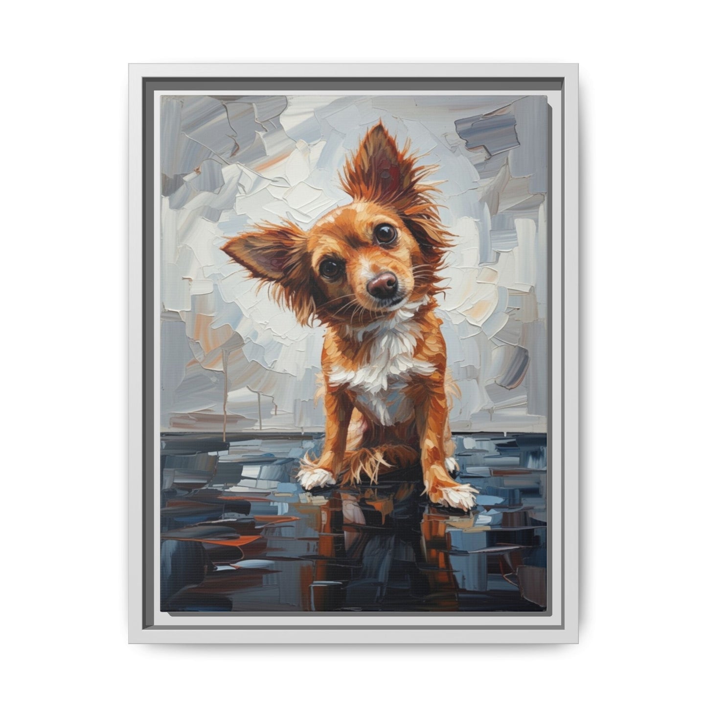 Framed Matte Canvas Print — Playful Brown Dog Portrait