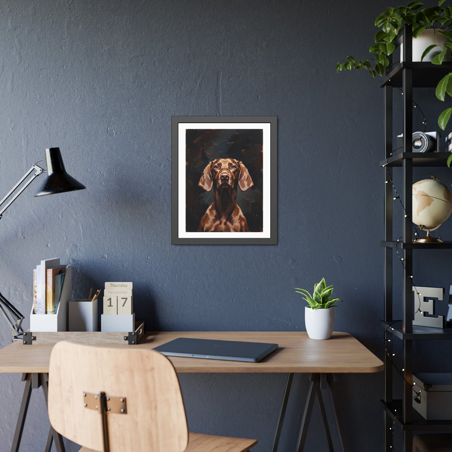 Chocolate Vizsla Dog Framed Paper Posters