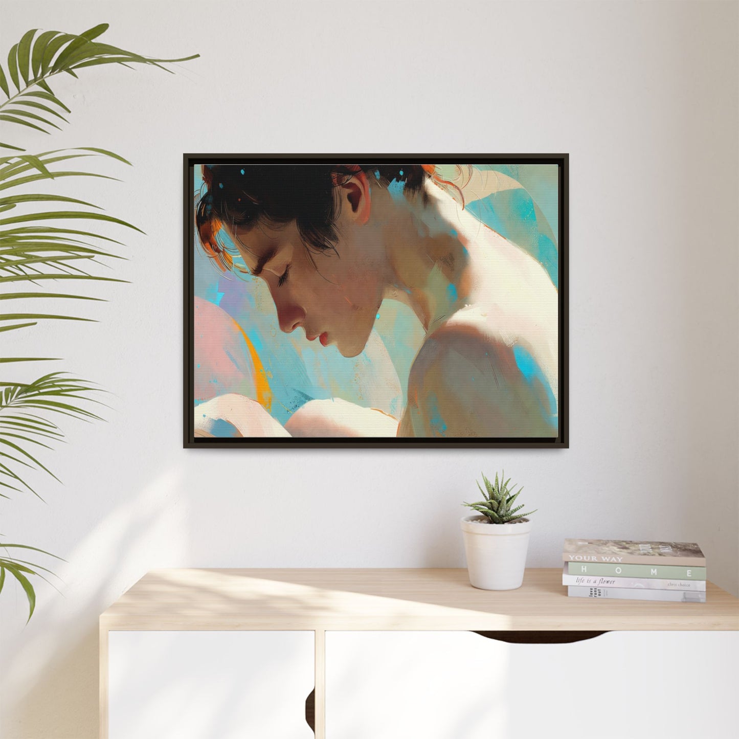 Framed Matte Canvas Print — Dreamy Portrait Art (Multi‑Color)