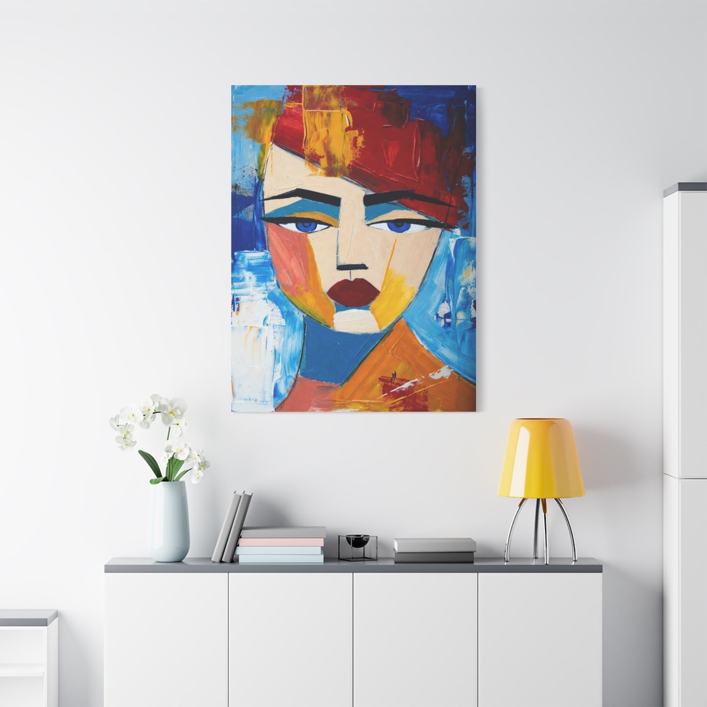 Abstract Colorful Face Matte Canvas Print — Modern Pop Art Portrait