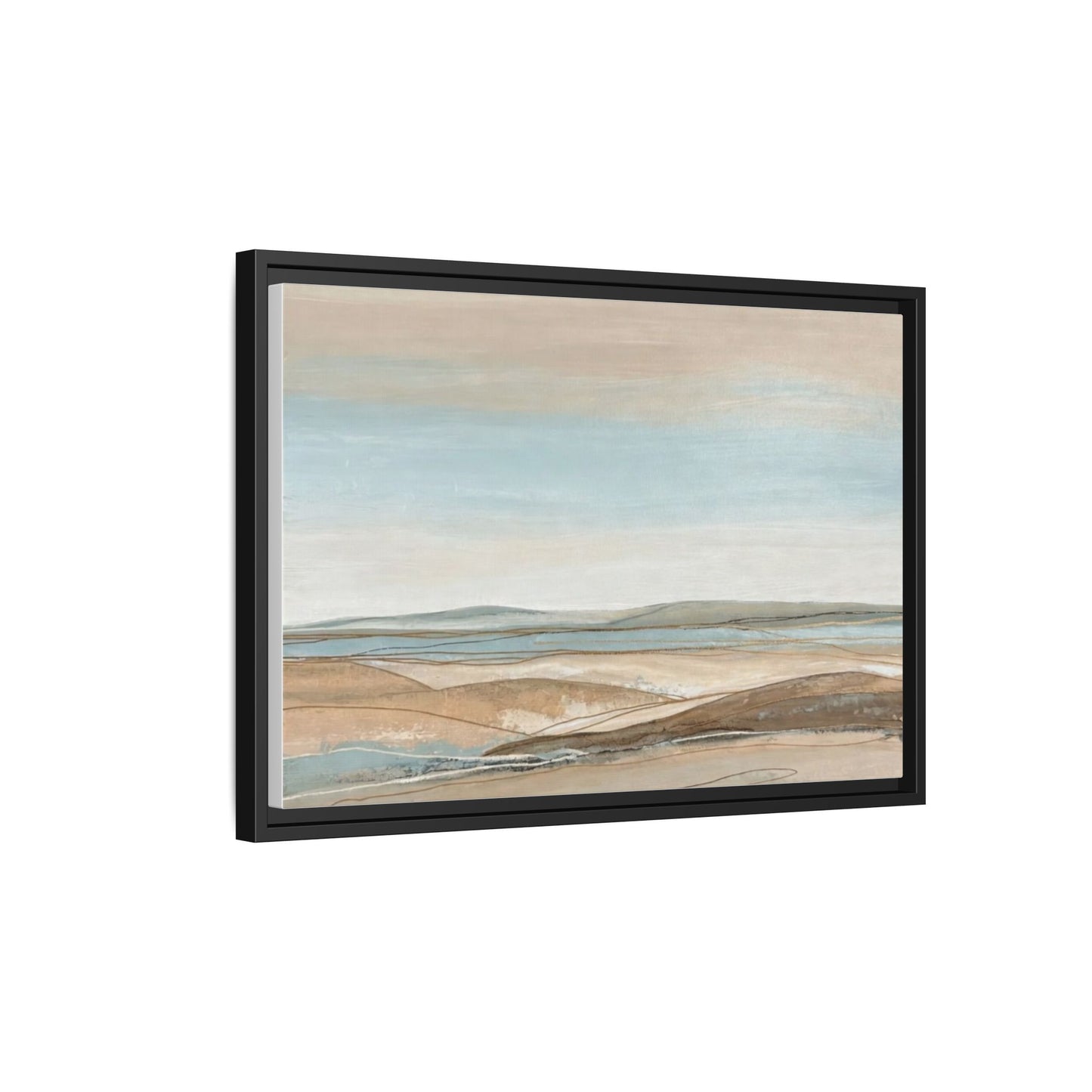 Framed Abstract Landscape Matte Canvas — Serene Coastal Horizon Wall Art