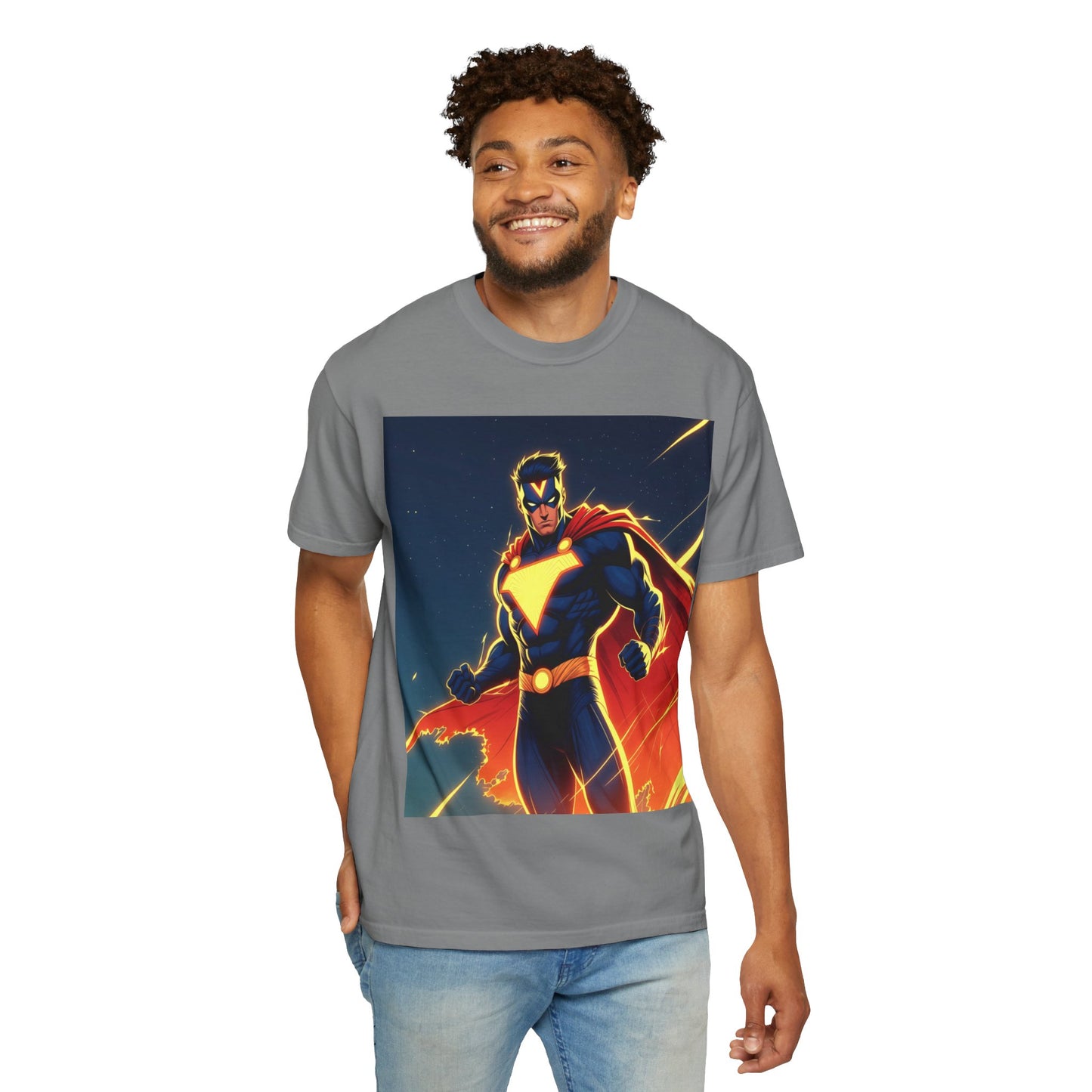 Superhero Graphic T-Shirt – Bold Cape Hero Design