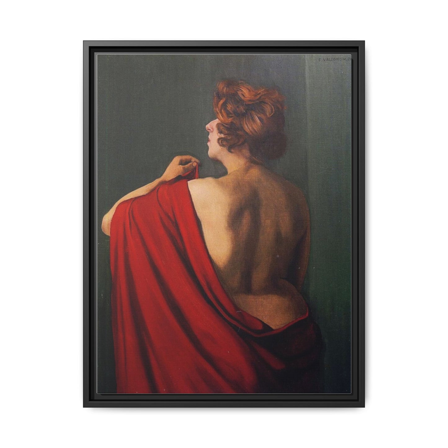Femme au châle rouge by Félix Vallotton Framed Matte Canvas Wall Art Print