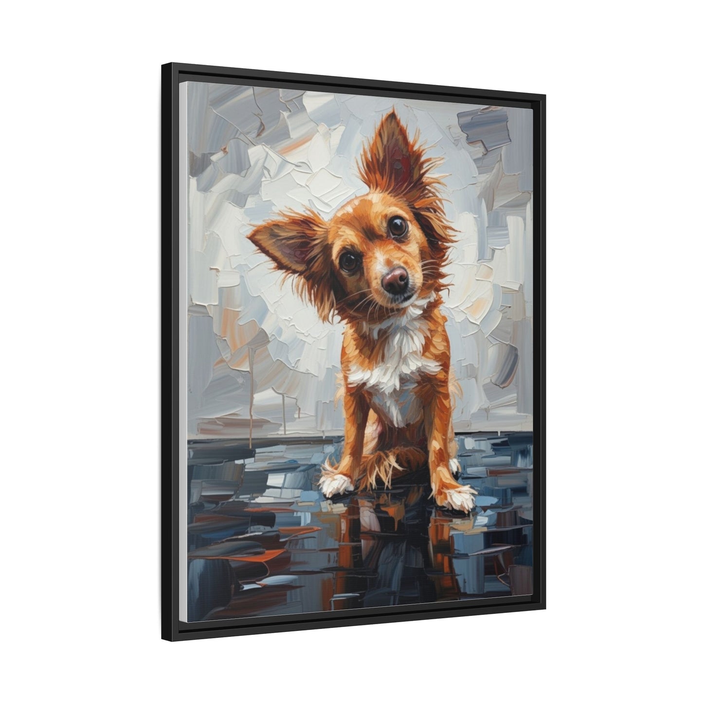 Framed Matte Canvas Print — Playful Brown Dog Portrait