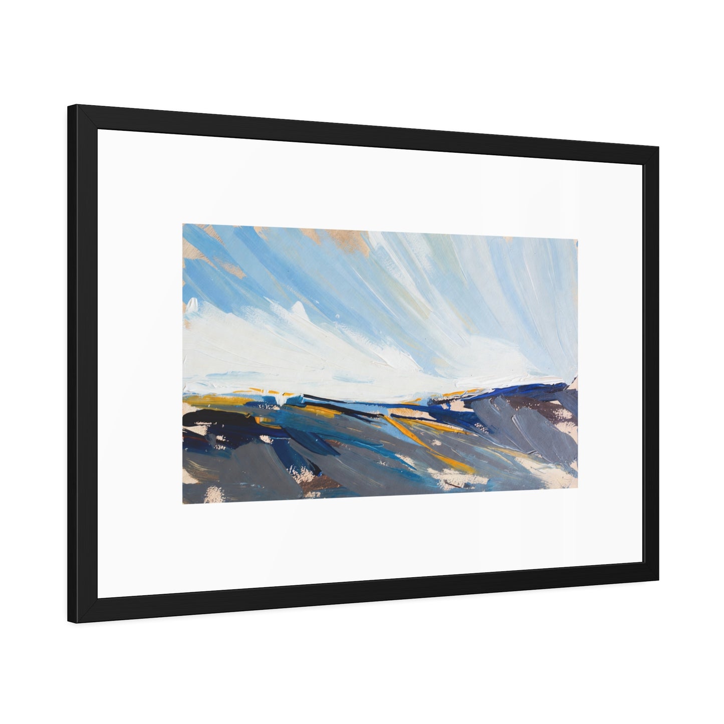 Abstract Coastal Landscape Framed Poster — Blue Seascape Wall Art