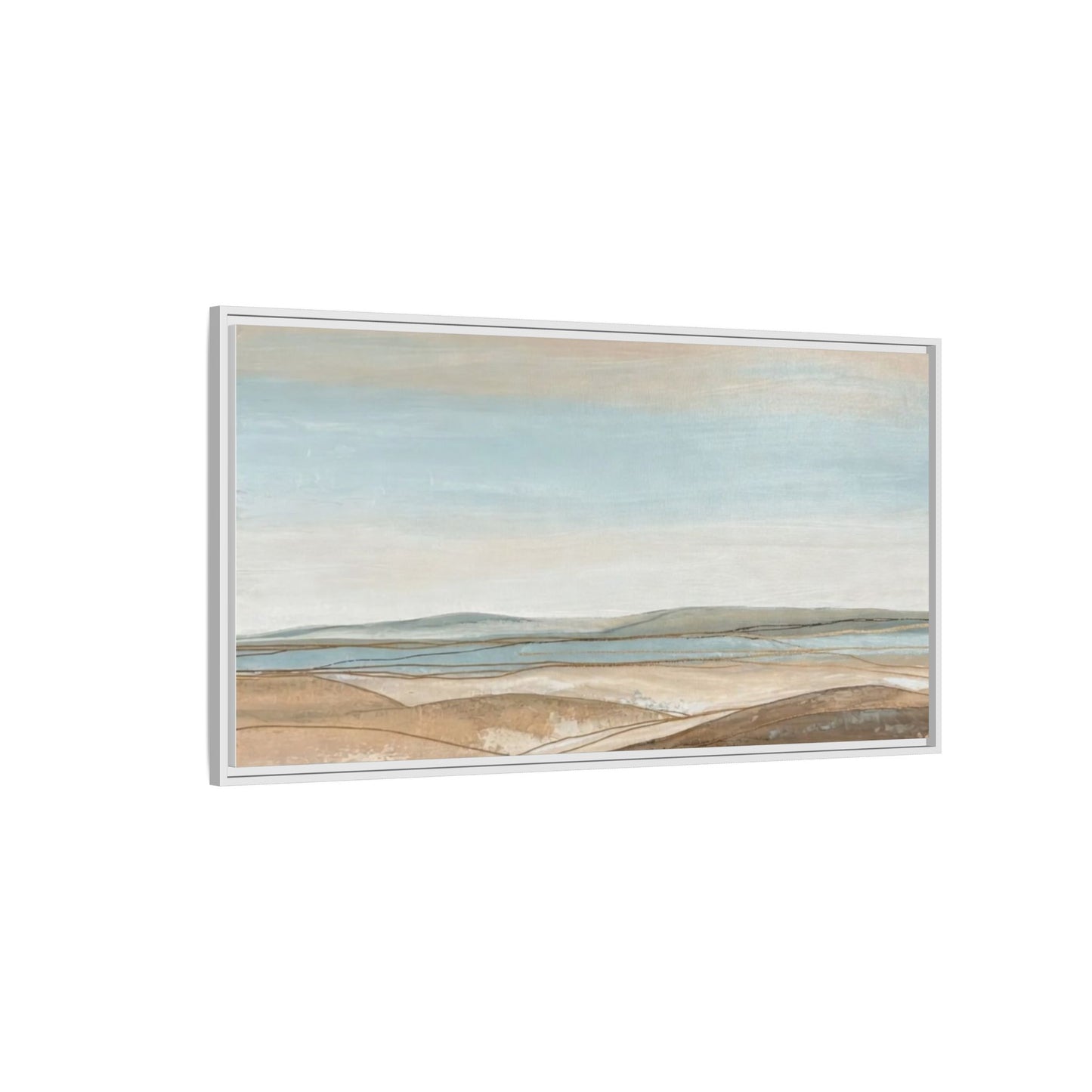 Framed Abstract Landscape Matte Canvas — Serene Coastal Horizon Wall Art