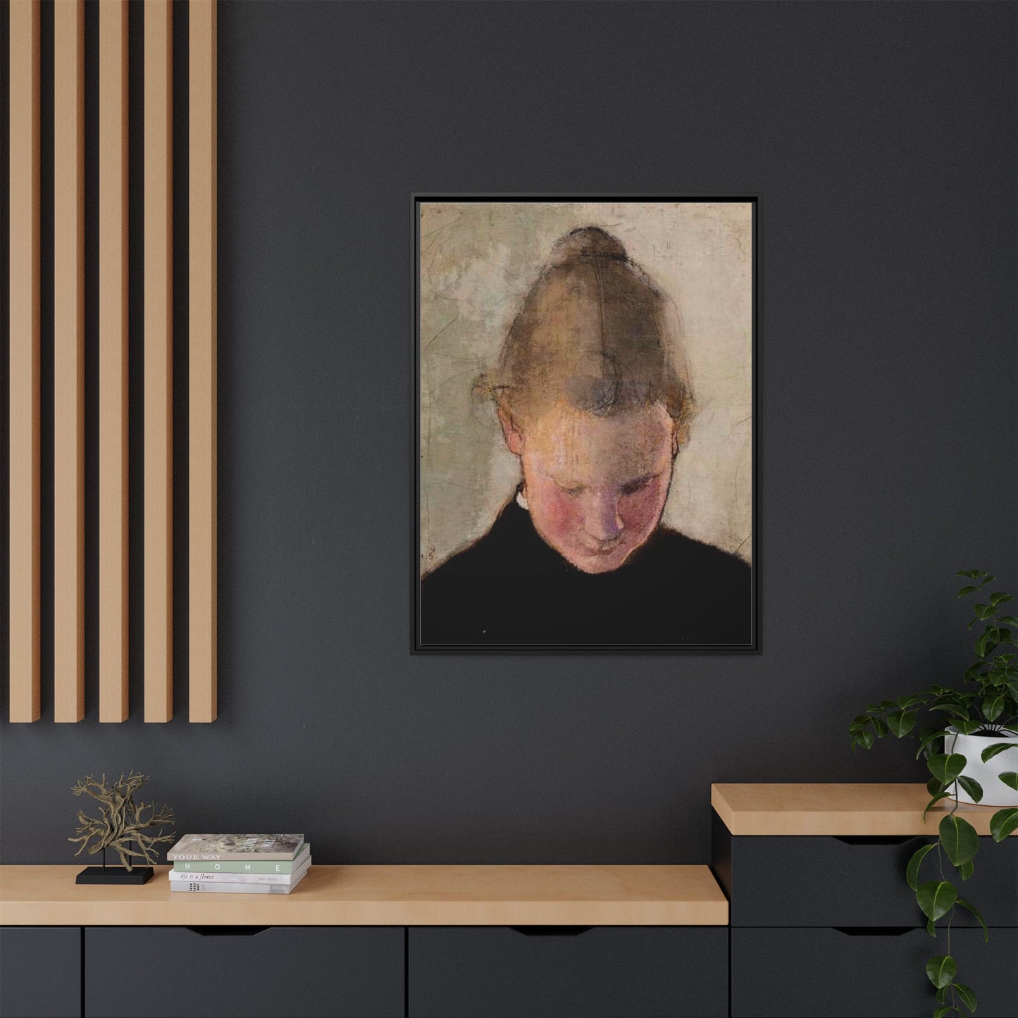 Lukeva tytto by Helena Schjerfbeck Framed Matte Canvas Art Print
