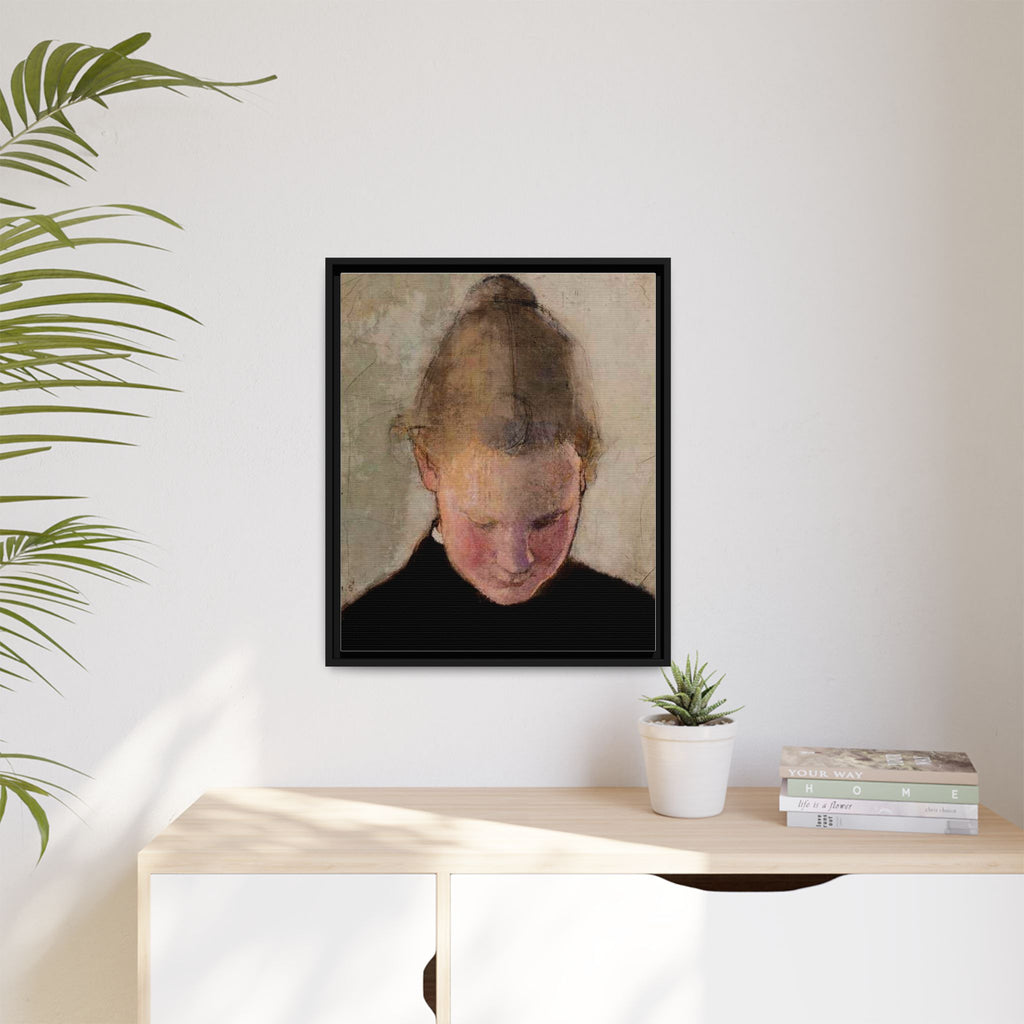 Lukeva tytto by Helena Schjerfbeck Framed Matte Canvas Art Print