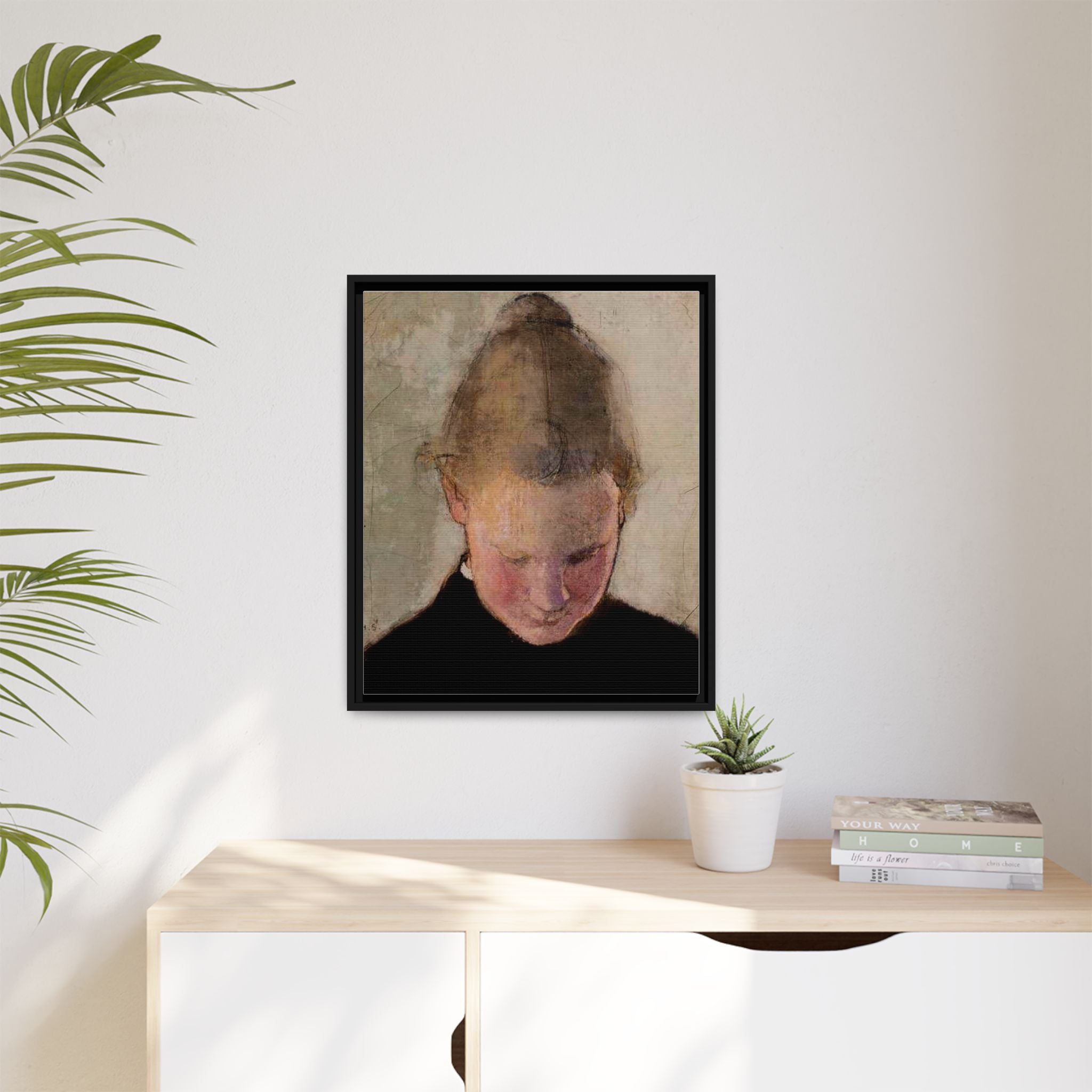 Lukeva tytto by Helena Schjerfbeck Framed Matte Canvas Art Print